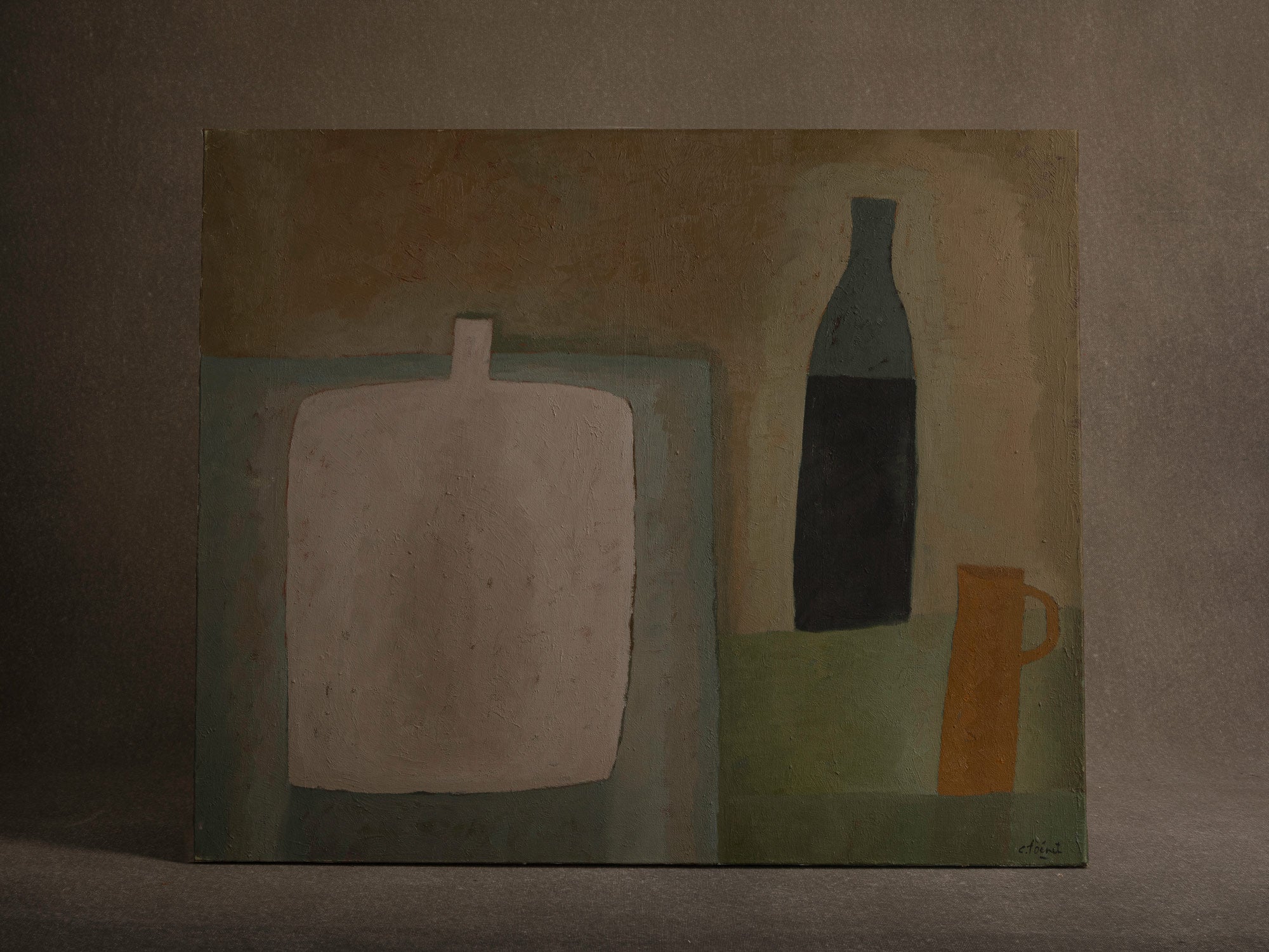 Vie silencieuse, huile sur toile de Claude Foënet, France (2000)..Silent life, oil on canvas by Claude Foënet, France (2000)