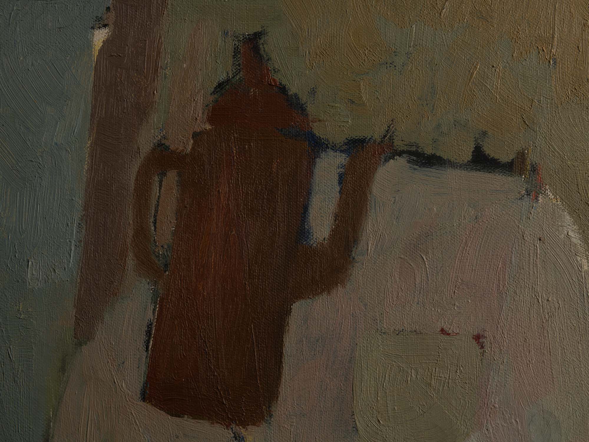 Vie silencieuse, huile sur toile de Claude Foënet, France (1965)..Silent life, oil on canvas by Claude Foënet, France (1965)