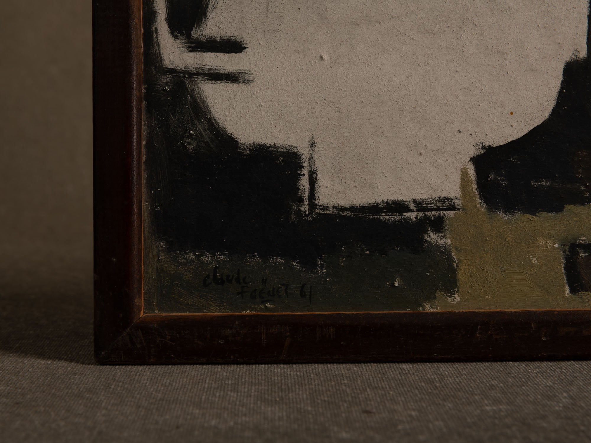 Vie silencieuse, huile sur panneau de Claude Foënet, France (1961)..Silent life, oil on panel by Claude Foënet, France (1961)