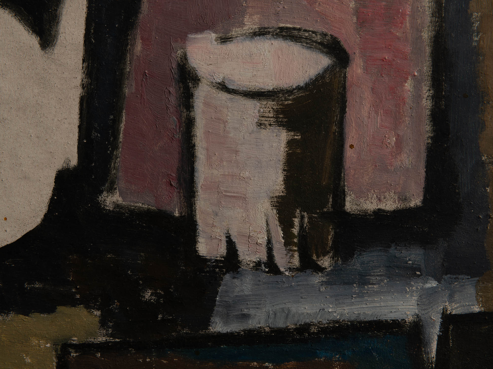 Vie silencieuse, huile sur panneau de Claude Foënet, France (1961)..Silent life, oil on panel by Claude Foënet, France (1961)