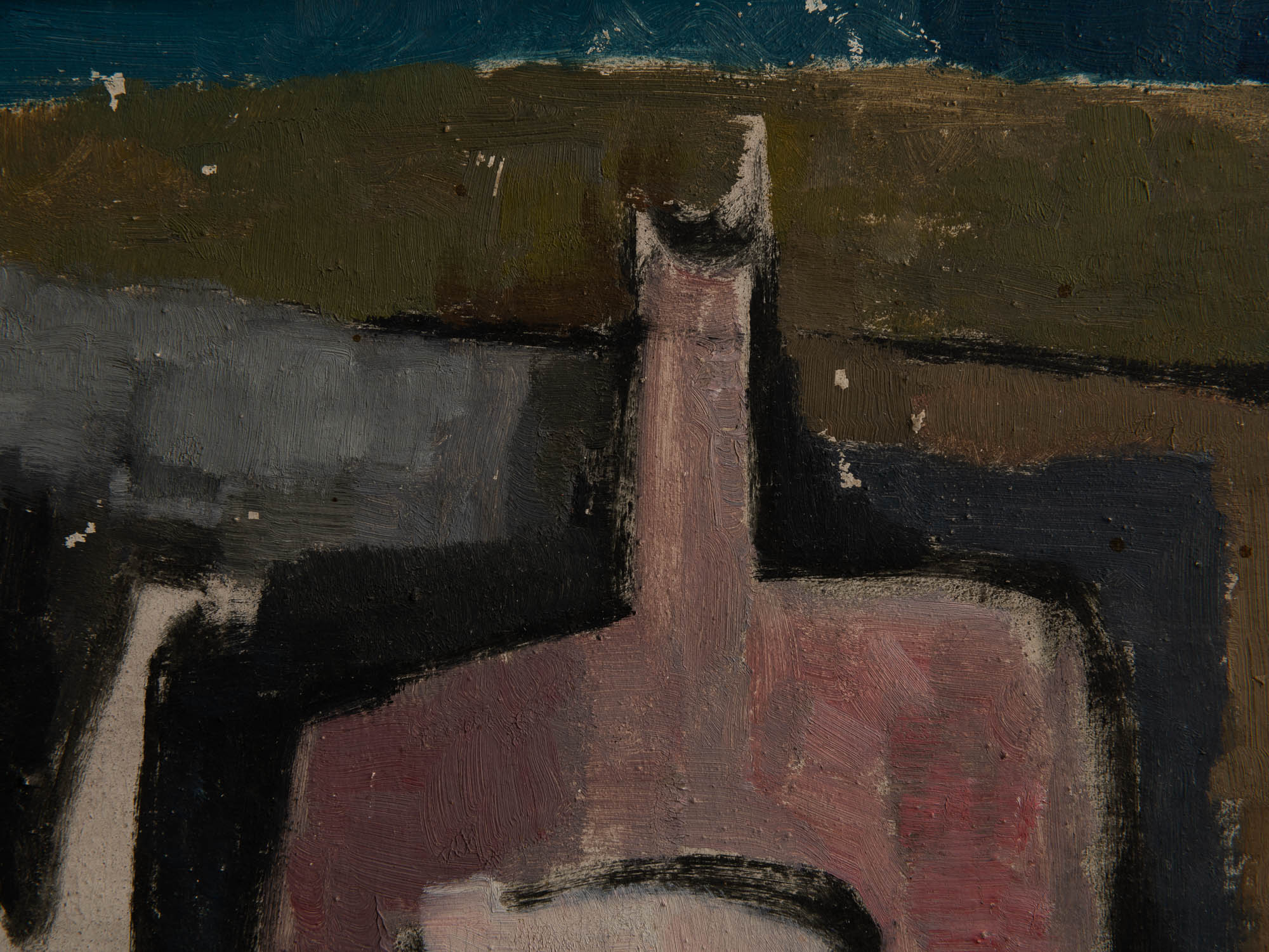 Vie silencieuse, huile sur panneau de Claude Foënet, France (1961)..Silent life, oil on panel by Claude Foënet, France (1961)
