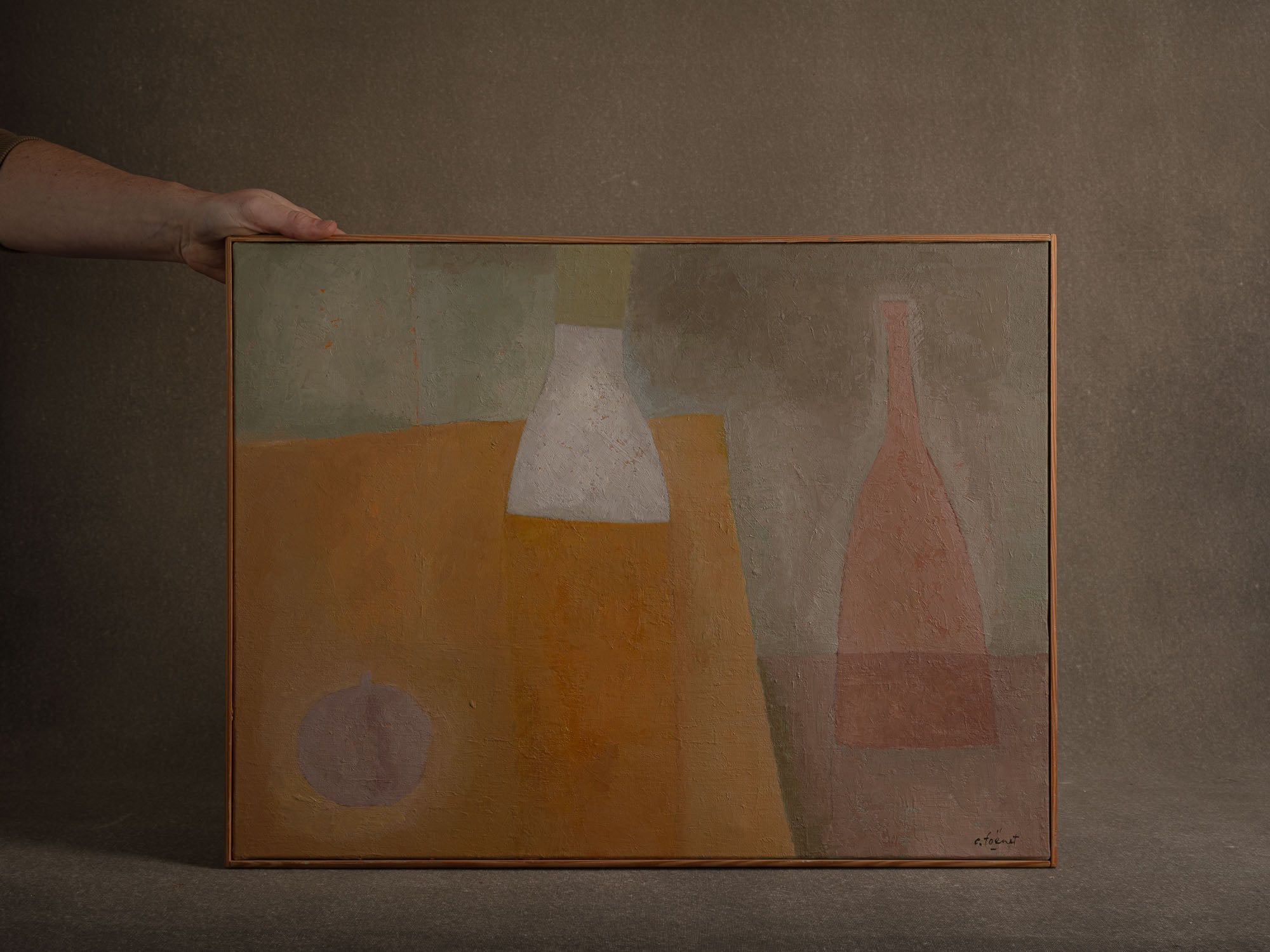 Vie silencieuse, huile sur toile de Claude Foënet, France (2000)..Silent life, oil on canvas by Claude Foënet, France (2000)