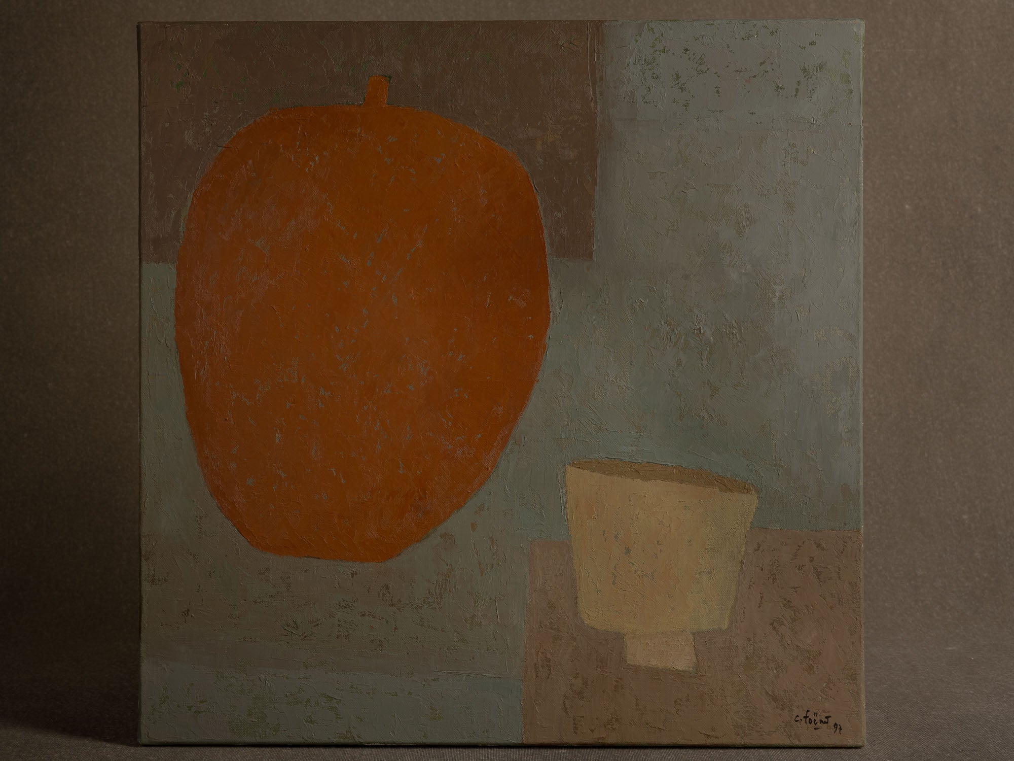 Vie silencieuse, huile sur toile de Claude Foënet, France (1997)..Silent life, oil on canvas by Claude Foënet, France (1997)
