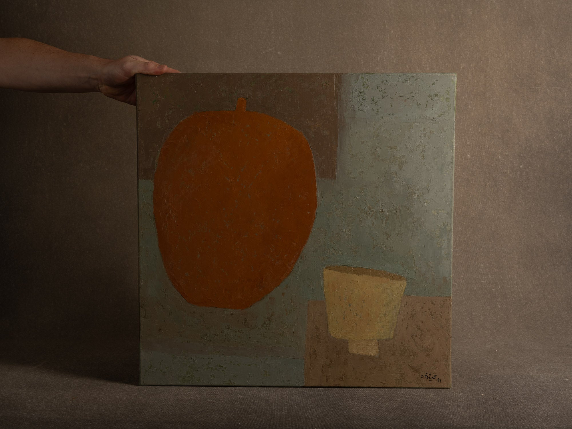 Vie silencieuse, huile sur toile de Claude Foënet, France (1997)..Silent life, oil on canvas by Claude Foënet, France (1997)