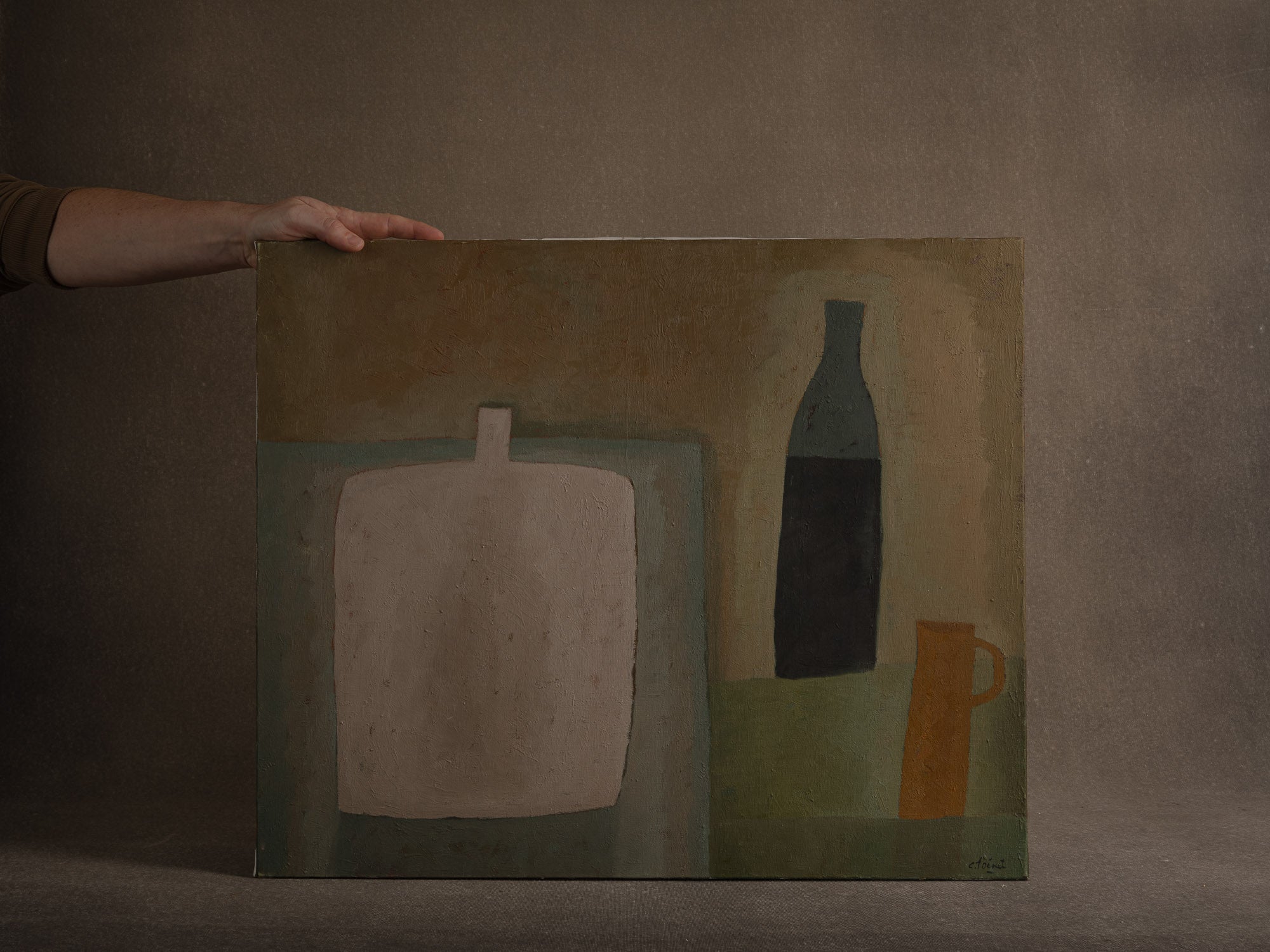 Vie silencieuse, huile sur toile de Claude Foënet, France (2000)..Silent life, oil on canvas by Claude Foënet, France (2000)