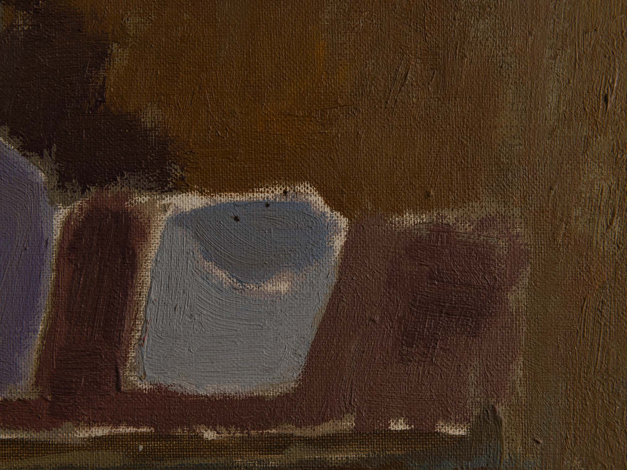 Vie silencieuse, huile sur toile de Claude Foënet, France (1965)..Silent life, oil on canvas by Claude Foënet, France (1965)