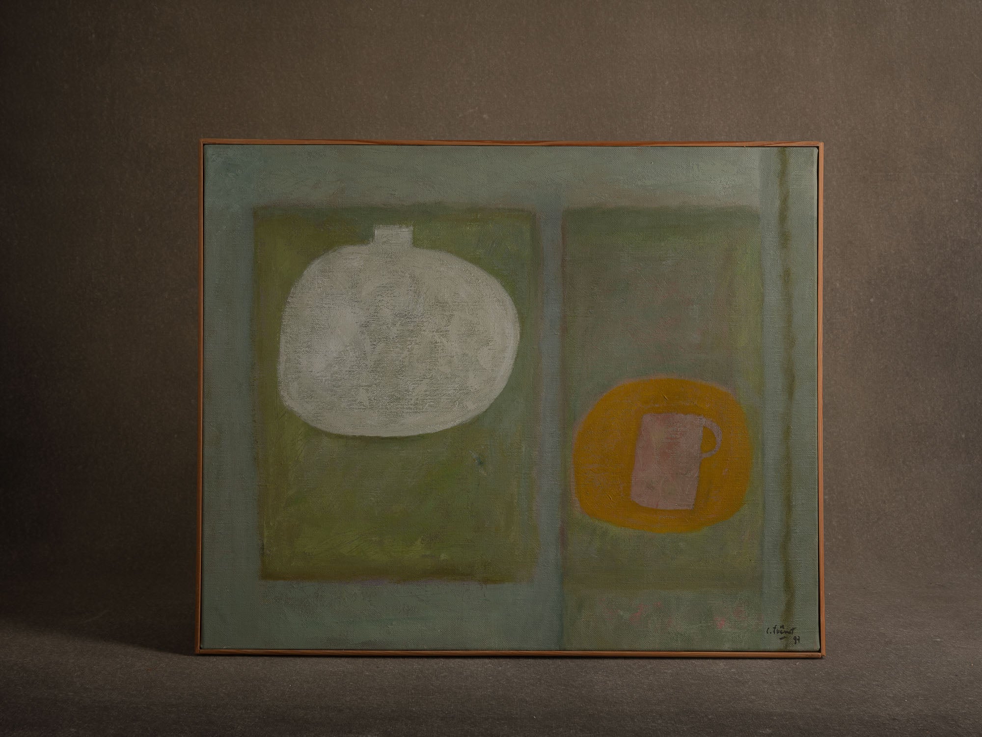 Vie silencieuse, huile sur toile de Claude Foënet, France (1997)..Silent life, oil on canvas by Claude Foënet, France (1997)