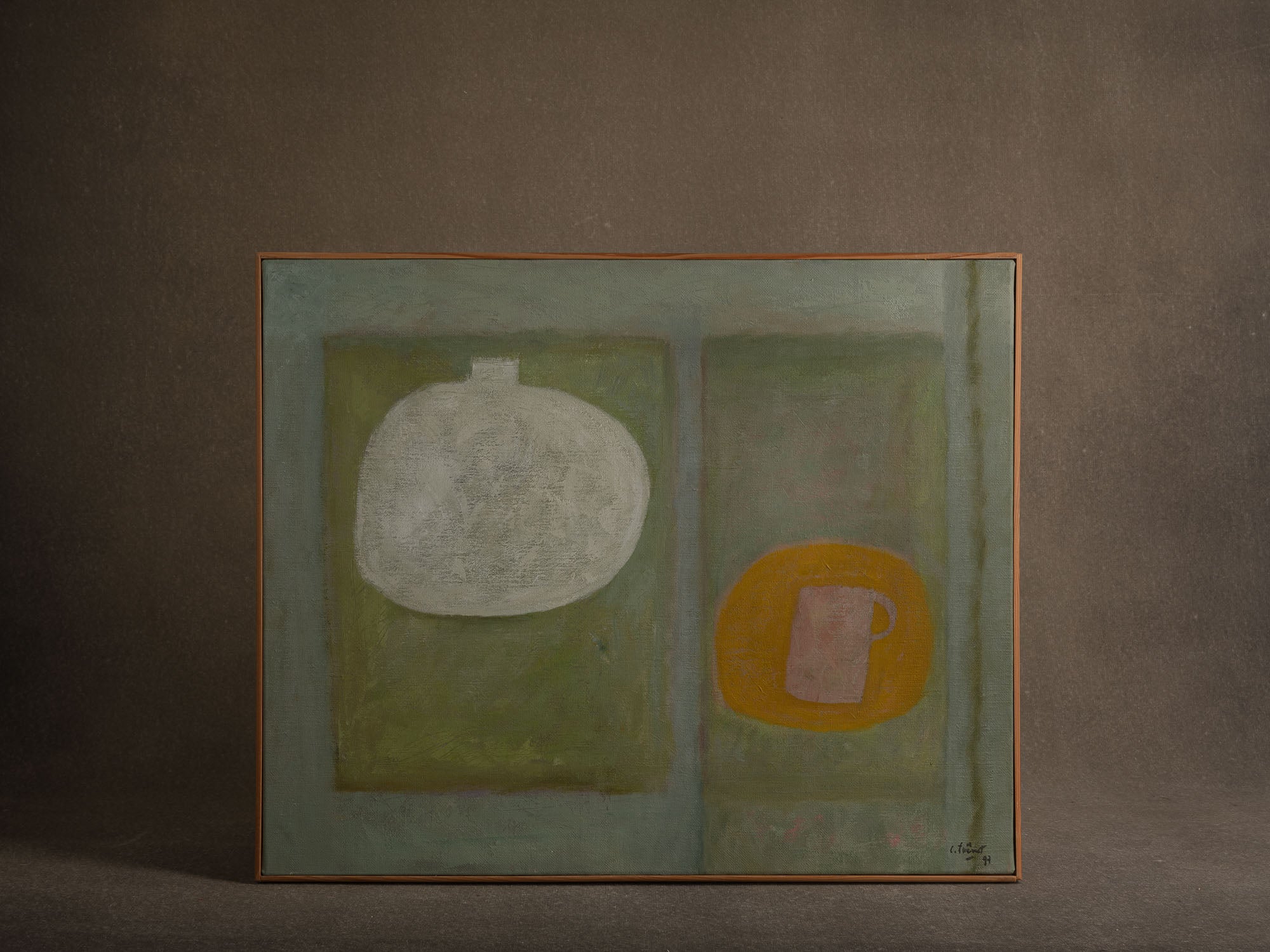 Vie silencieuse, huile sur toile de Claude Foënet, France (1997)..Silent life, oil on canvas by Claude Foënet, France (1997)