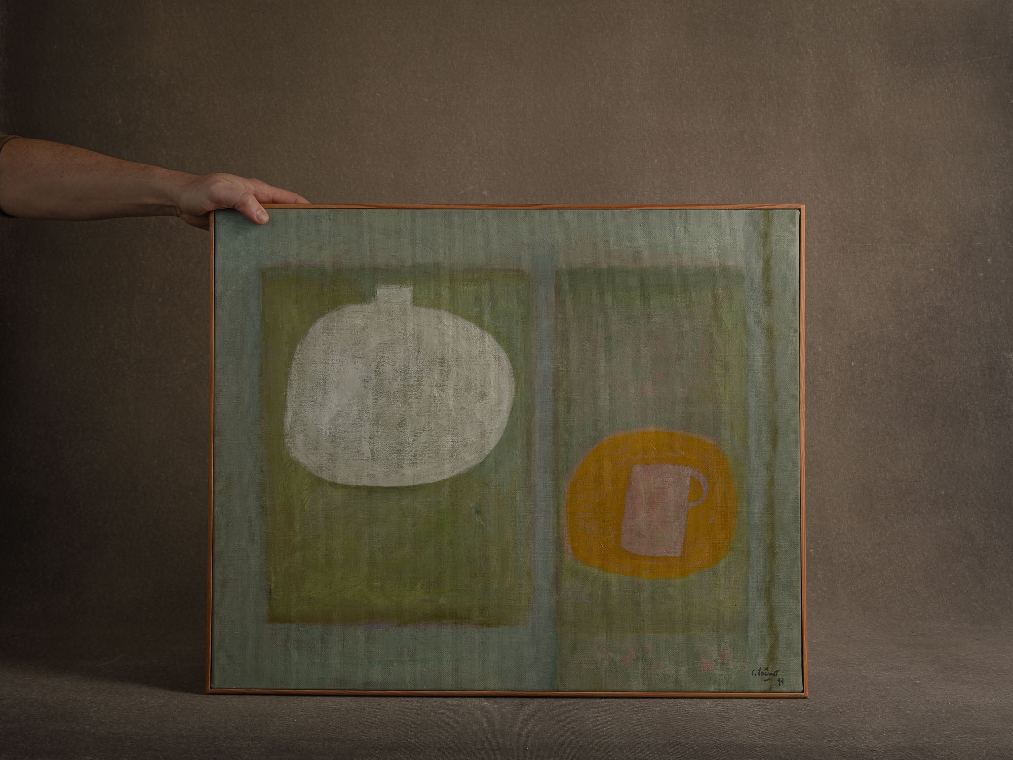 Vie silencieuse, huile sur toile de Claude Foënet, France (1997)..Silent life, oil on canvas by Claude Foënet, France (1997)