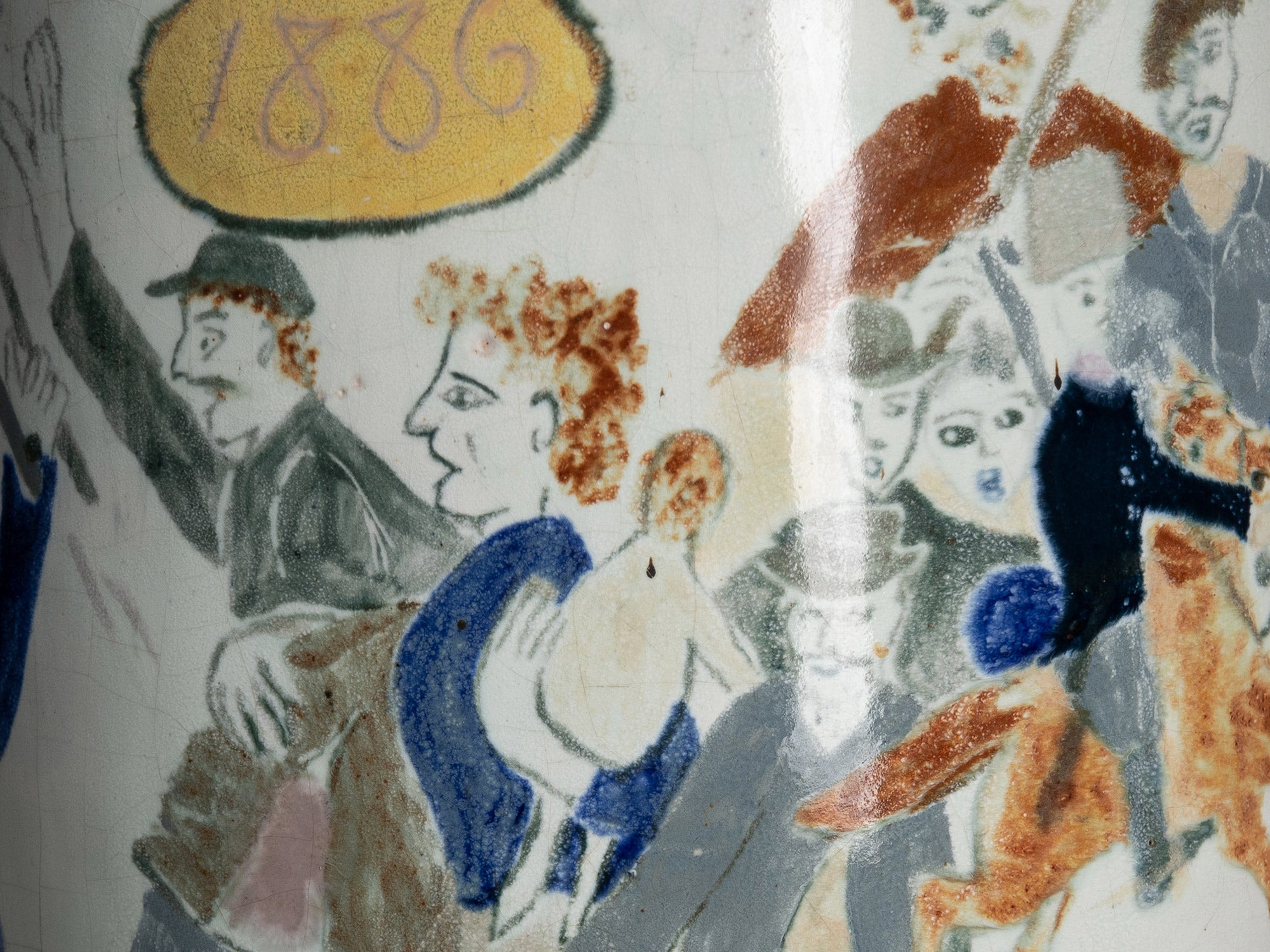 Important vase historié "Les révoltes ouvrières de 1886" par Fernand Joris, Belgique (1951-66)..Unique outsider art clay vase "les révoltes ouvrières de 1886" by Fernand Joris, Belgium (1951-66)