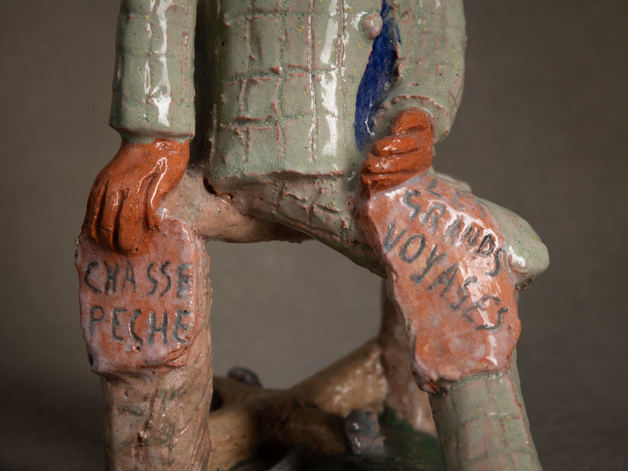 Sculpture "Les grands voyages" par Fernand Joris, Belgique (1951-66)..Unique outsider art clay sculpture "les grands voyages" by Fernand Joris, Belgium (1951-66)