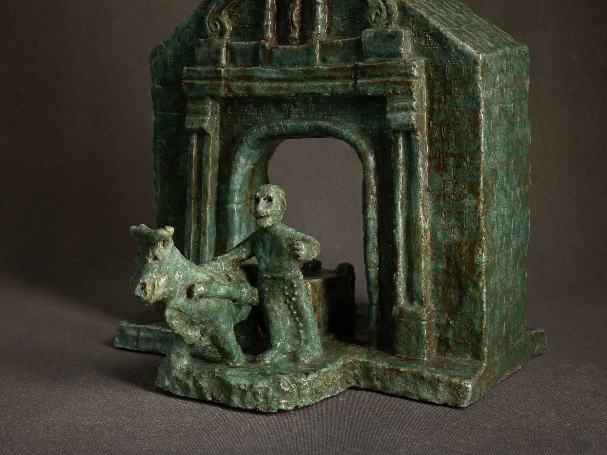 Sculpture "La Portelette de Lobbes" par Fernand Joris, Belgique (1951-66)..Unique outsider art clay sculpture "La Portelette de Lobbes" by Fernand Joris, Belgium (1951-66)