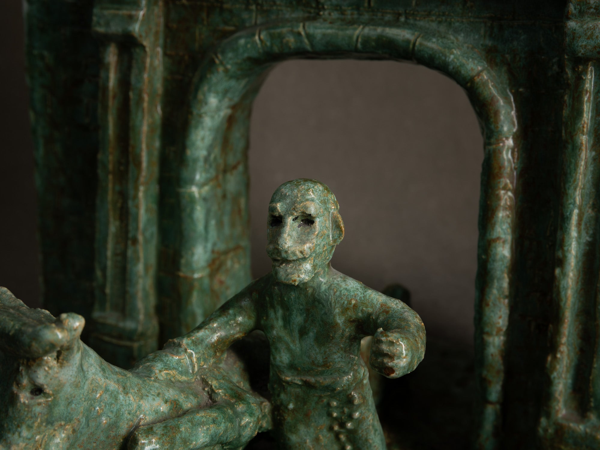 Sculpture "La Portelette de Lobbes" par Fernand Joris, Belgique (1951-66)..Unique outsider art clay sculpture "La Portelette de Lobbes" by Fernand Joris, Belgium (1951-66)