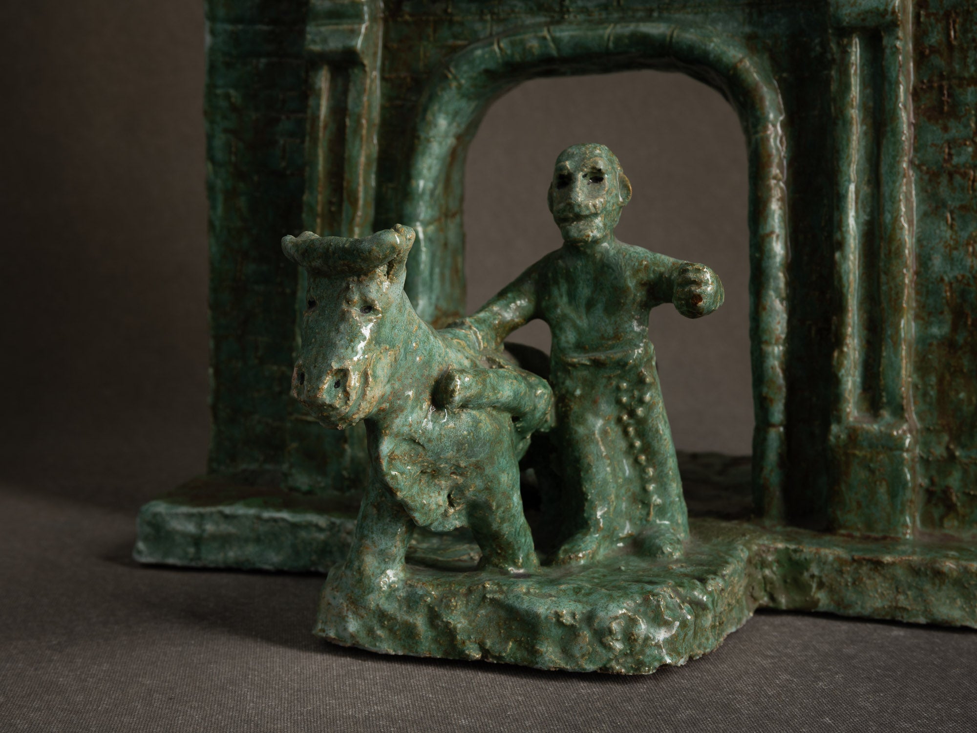 Sculpture "La Portelette de Lobbes" par Fernand Joris, Belgique (1951-66)..Unique outsider art clay sculpture "La Portelette de Lobbes" by Fernand Joris, Belgium (1951-66)
