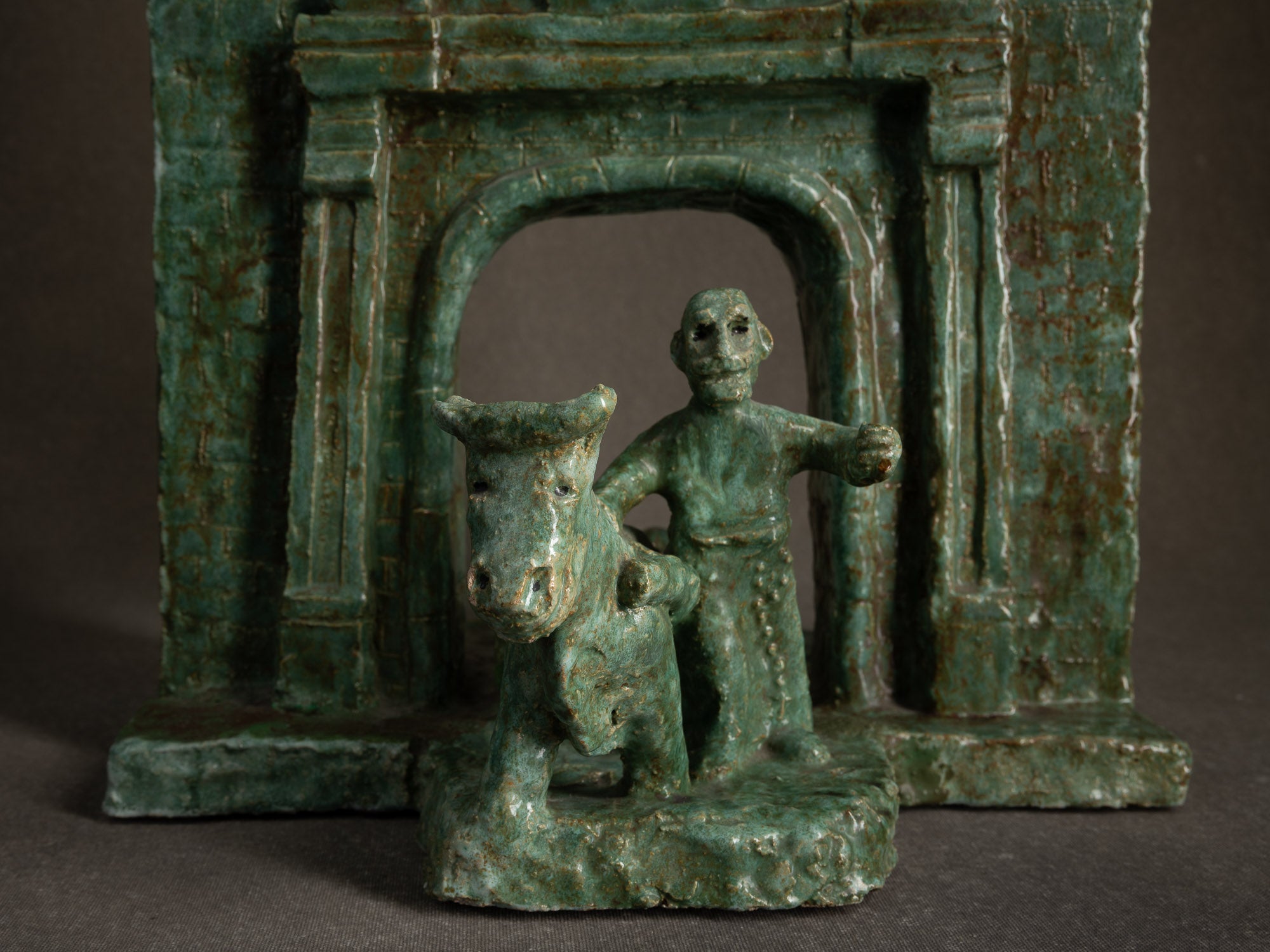 Sculpture "La Portelette de Lobbes" par Fernand Joris, Belgique (1951-66)..Unique outsider art clay sculpture "La Portelette de Lobbes" by Fernand Joris, Belgium (1951-66)
