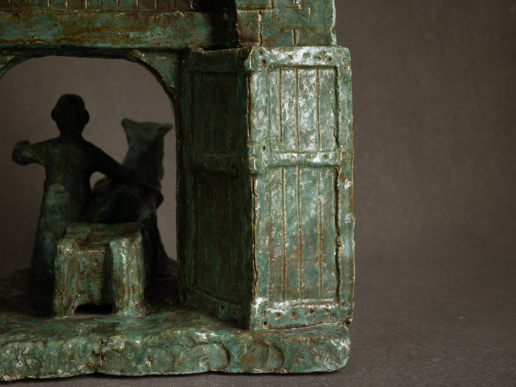 Sculpture "La Portelette de Lobbes" par Fernand Joris, Belgique (1951-66)..Unique outsider art clay sculpture "La Portelette de Lobbes" by Fernand Joris, Belgium (1951-66)
