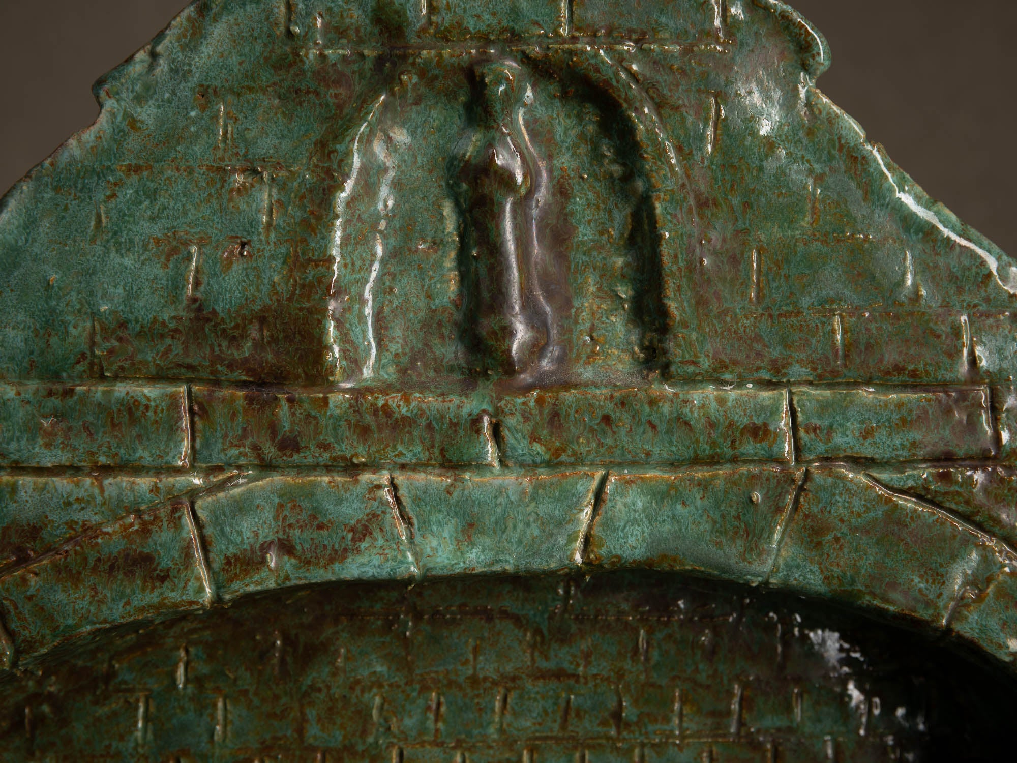 Sculpture "La Portelette de Lobbes" par Fernand Joris, Belgique (1951-66)..Unique outsider art clay sculpture "La Portelette de Lobbes" by Fernand Joris, Belgium (1951-66)