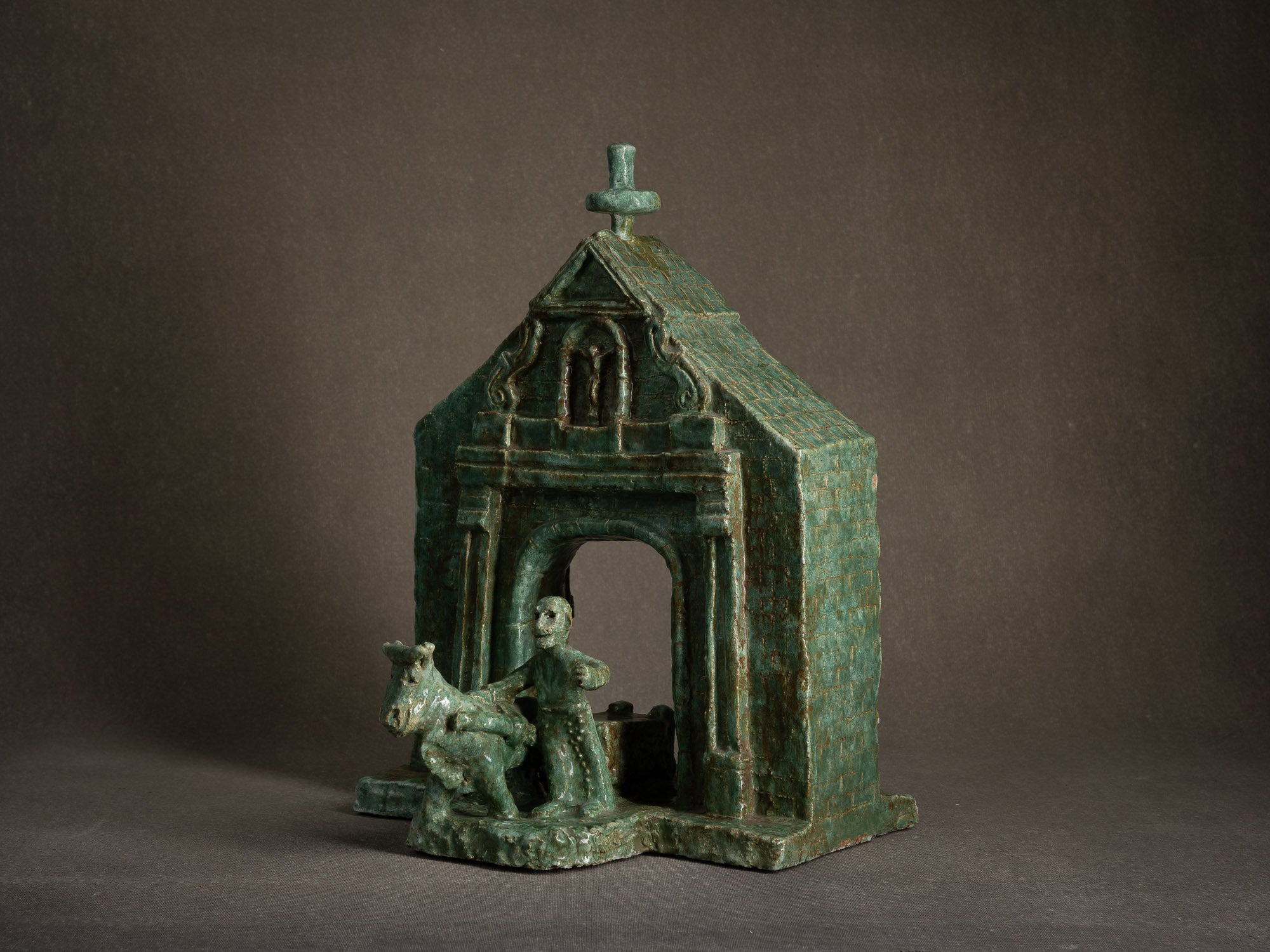 Sculpture "La Portelette de Lobbes" par Fernand Joris, Belgique (1951-66)..Unique outsider art clay sculpture "La Portelette de Lobbes" by Fernand Joris, Belgium (1951-66)