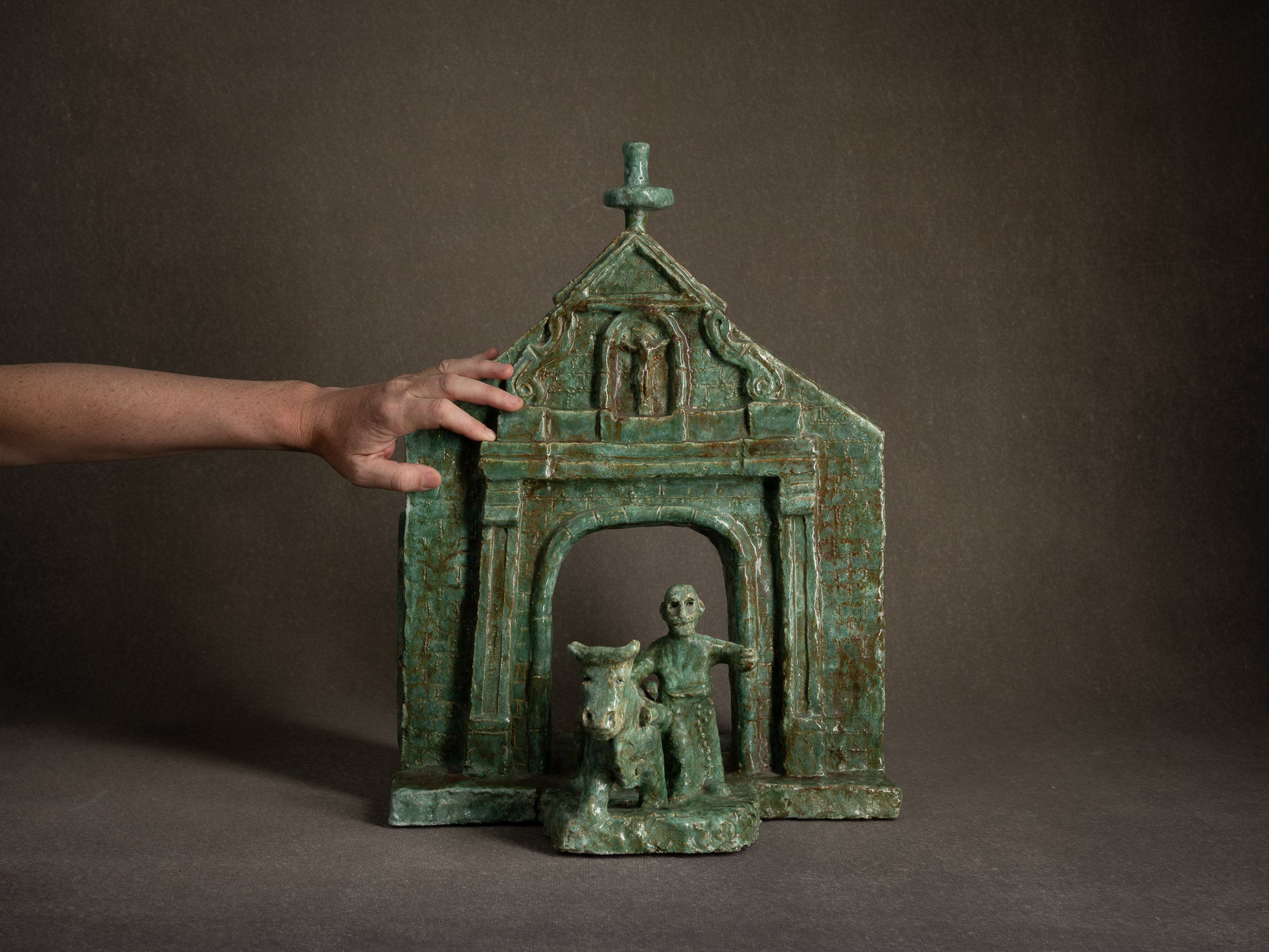 Sculpture "La Portelette de Lobbes" par Fernand Joris, Belgique (1951-66)..Unique outsider art clay sculpture "La Portelette de Lobbes" by Fernand Joris, Belgium (1951-66)