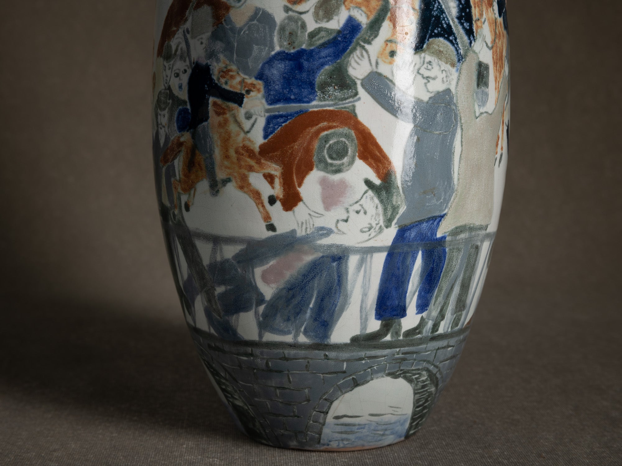 Important vase historié "Les révoltes ouvrières de 1886" par Fernand Joris, Belgique (1951-66)..Unique outsider art clay vase "les révoltes ouvrières de 1886" by Fernand Joris, Belgium (1951-66)