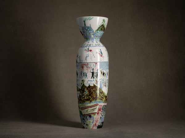 Important vase historié "Le tirage au sort" par Fernand Joris, Belgique (1951-66)..Unique outsider art clay vase "le tirage au sort" by Fernand Joris, Belgium (1951-66)
