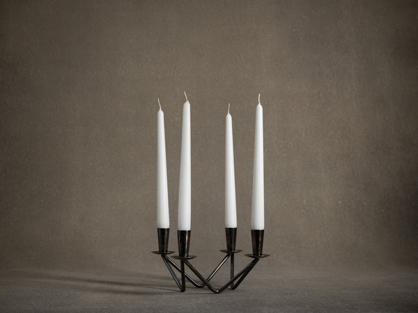 Centre de table en laiton argenté par A.P. Berg, Danemark (Fin des années 1950)..Silverplated brass Candle holder by A.P. Berg, Denmark (late 1950's)
