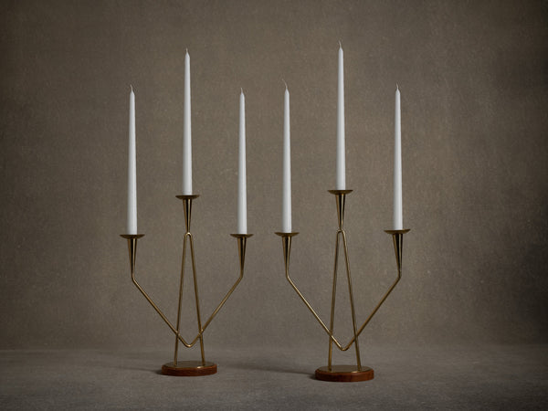 Paire de chandeliers par Gunnar Ander pour Ystad Metall, Suède (début des années 1960)..Set of 2 candle holders /candelabras by Gunnar Ander for Ystad Metall, Sweden (Early 1960's)