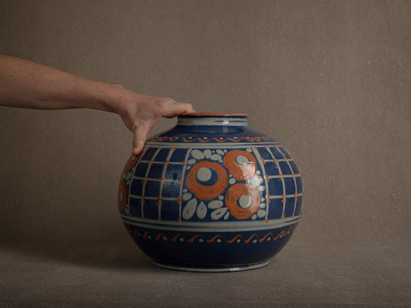 Rare vase art déco en terre vernissée de Soufflenheim par Léon Elchinger, France (vers 1925)..Rare art deco vase in glazed earthenware from Soufflenheim by Léon Elchinger, France (circa 1925)
