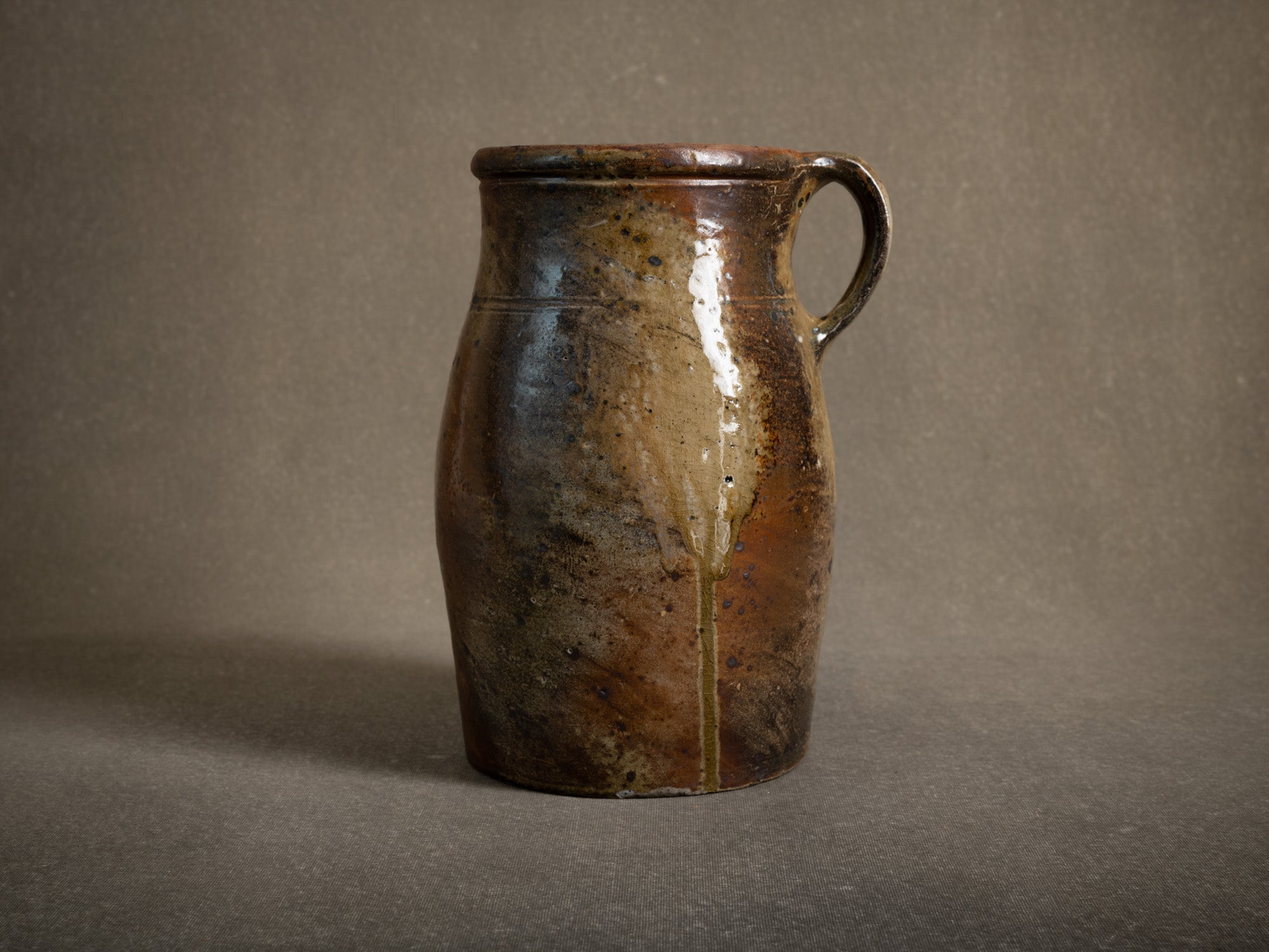 Pot à lait en grès de La Borne, France (XIXe siècle)..Large stoneware folk milk pot by anonymous La Borne potters, France (19th century)