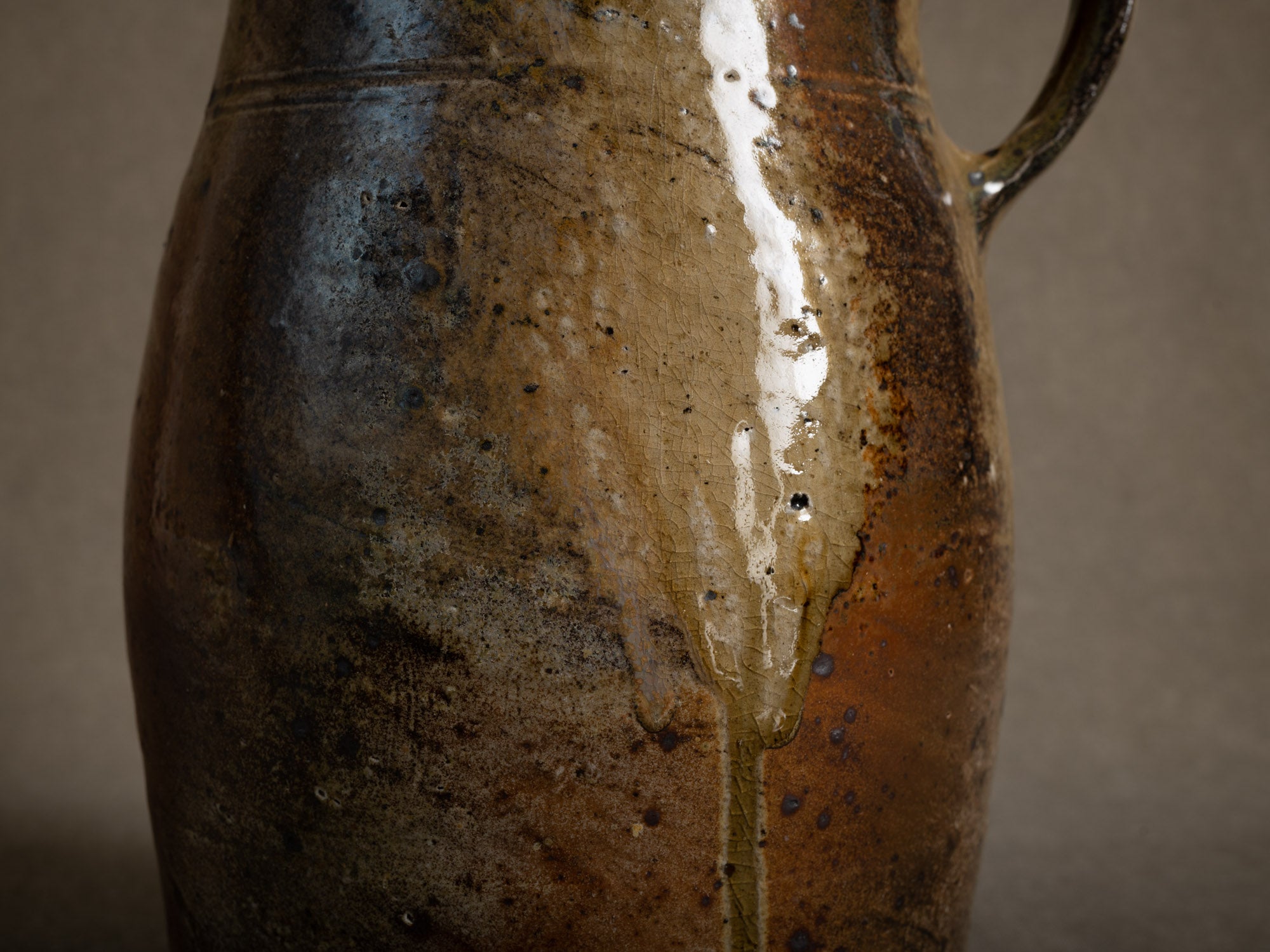Pot à lait en grès de La Borne, France (XIXe siècle)..Large stoneware folk milk pot by anonymous La Borne potters, France (19th century)