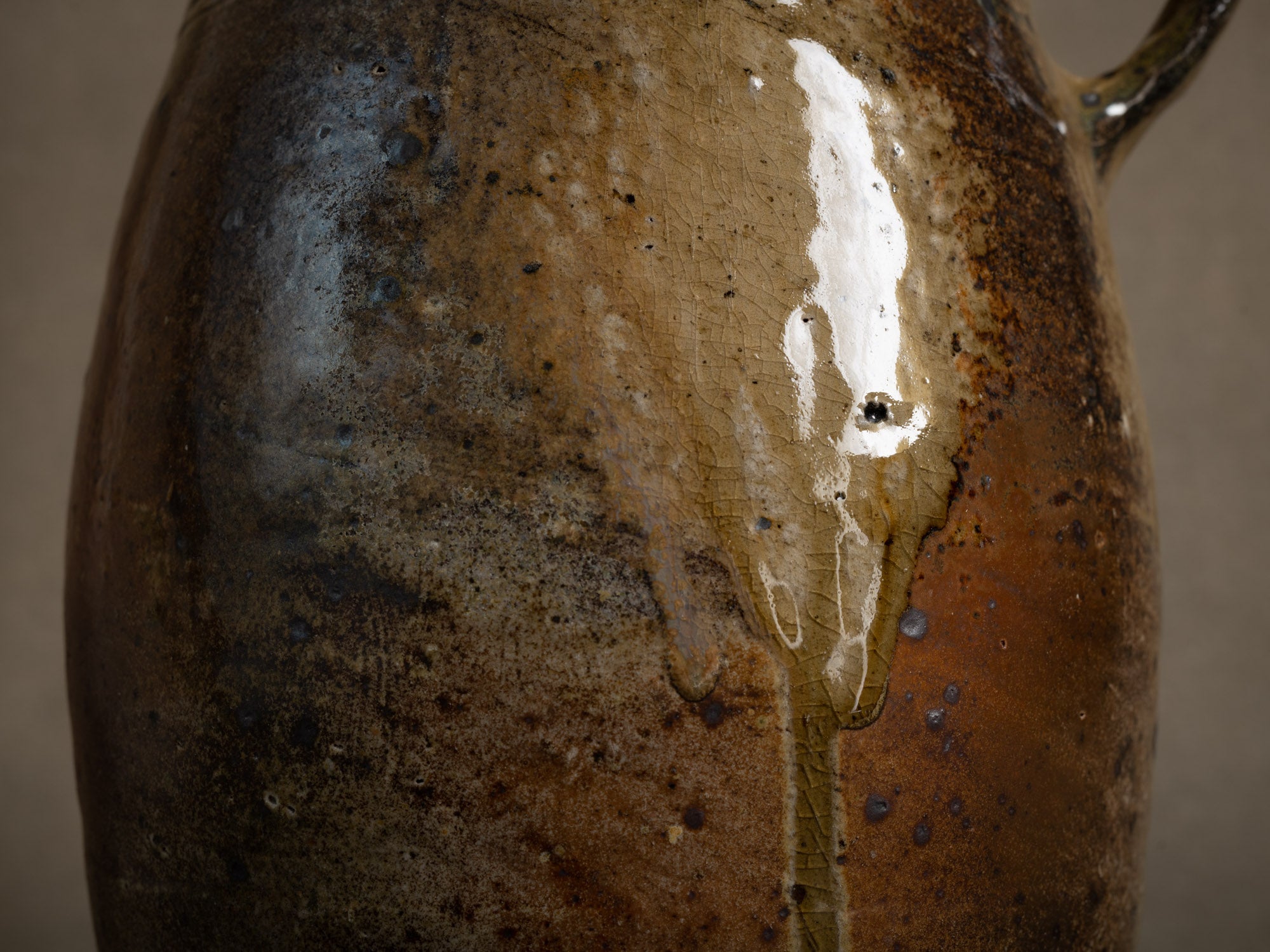 Pot à lait en grès de La Borne, France (XIXe siècle)..Large stoneware folk milk pot by anonymous La Borne potters, France (19th century)