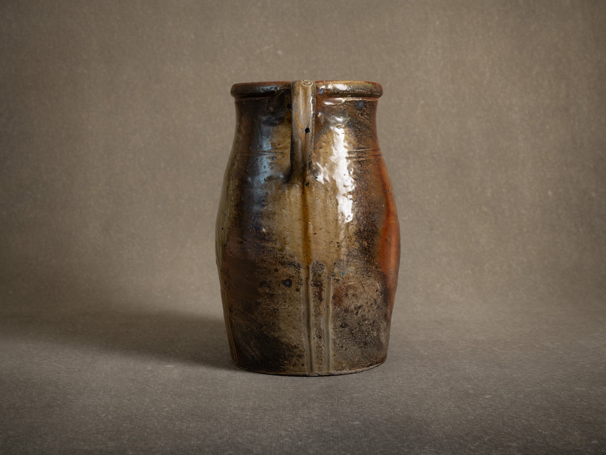 Pot à lait en grès de La Borne, France (XIXe siècle)..Large stoneware folk milk pot by anonymous La Borne potters, France (19th century)