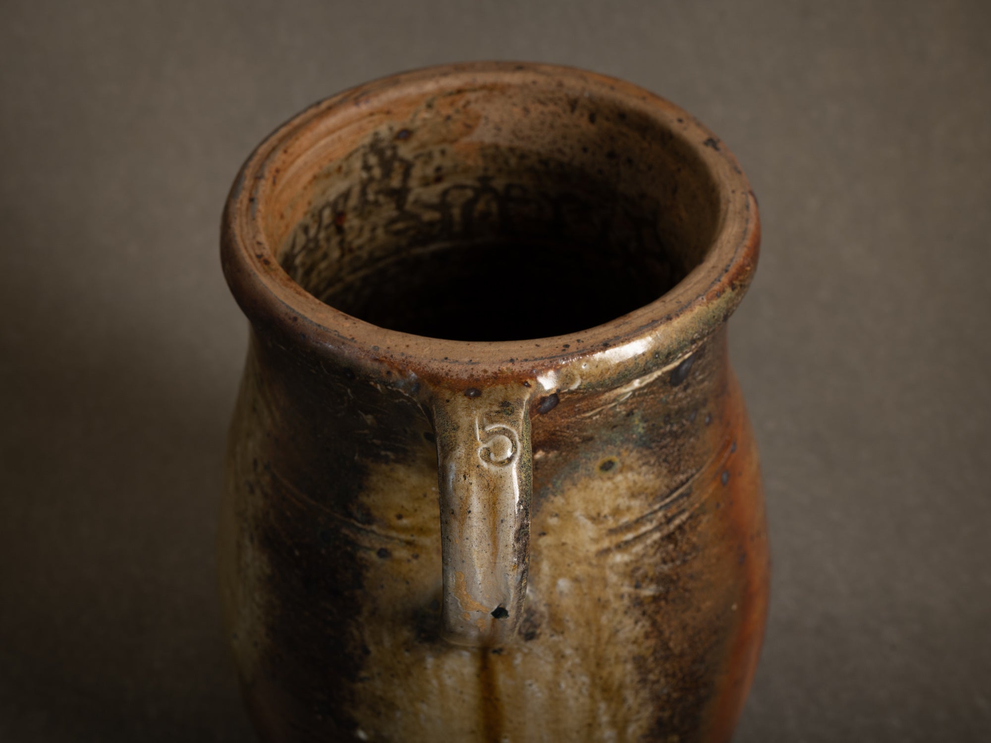 Pot à lait en grès de La Borne, France (XIXe siècle)..Large stoneware folk milk pot by anonymous La Borne potters, France (19th century)