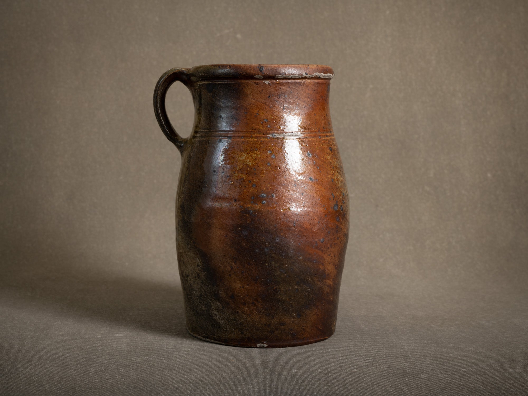 Pot à lait en grès de La Borne, France (XIXe siècle)..Large stoneware folk milk pot by anonymous La Borne potters, France (19th century)