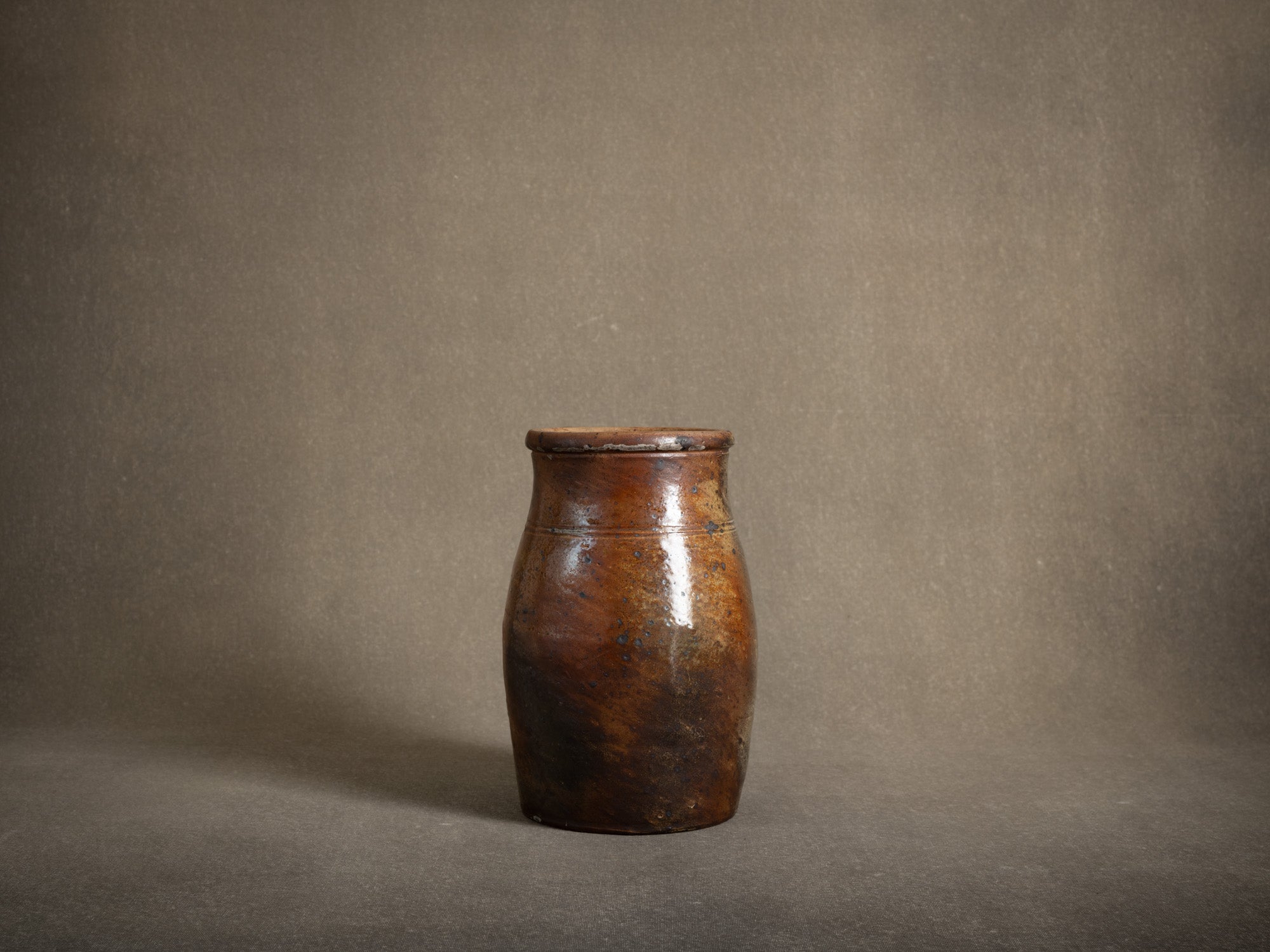 Pot à lait en grès de La Borne, France (XIXe siècle)..Large stoneware folk milk pot by anonymous La Borne potters, France (19th century)