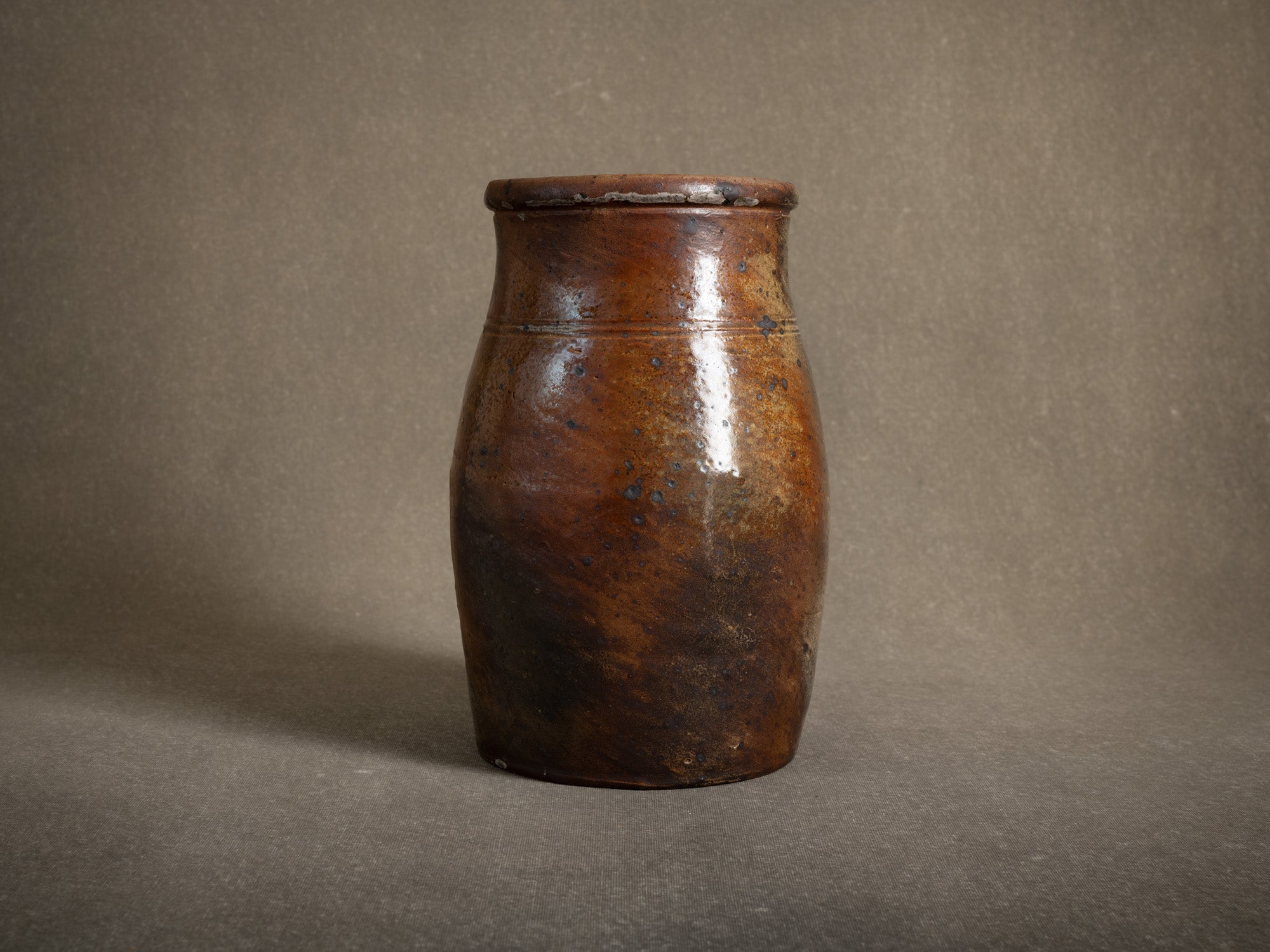 Pot à lait en grès de La Borne, France (XIXe siècle)..Large stoneware folk milk pot by anonymous La Borne potters, France (19th century)