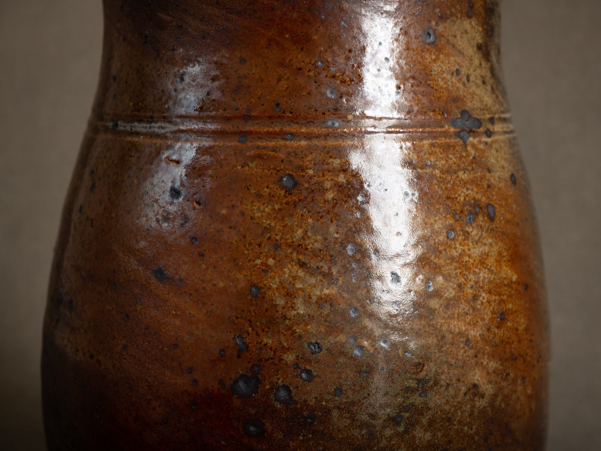 Pot à lait en grès de La Borne, France (XIXe siècle)..Large stoneware folk milk pot by anonymous La Borne potters, France (19th century)