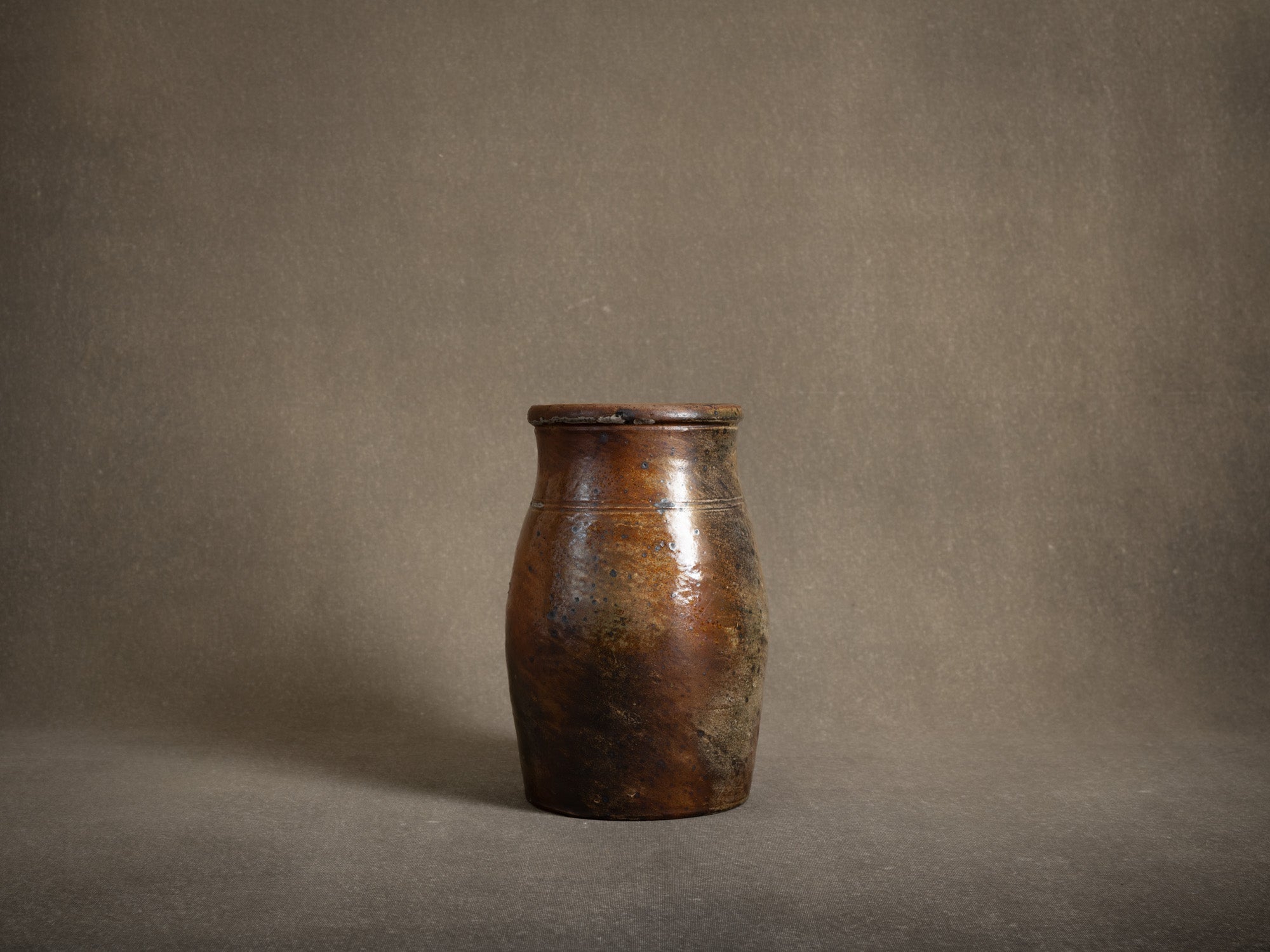 Pot à lait en grès de La Borne, France (XIXe siècle)..Large stoneware folk milk pot by anonymous La Borne potters, France (19th century)