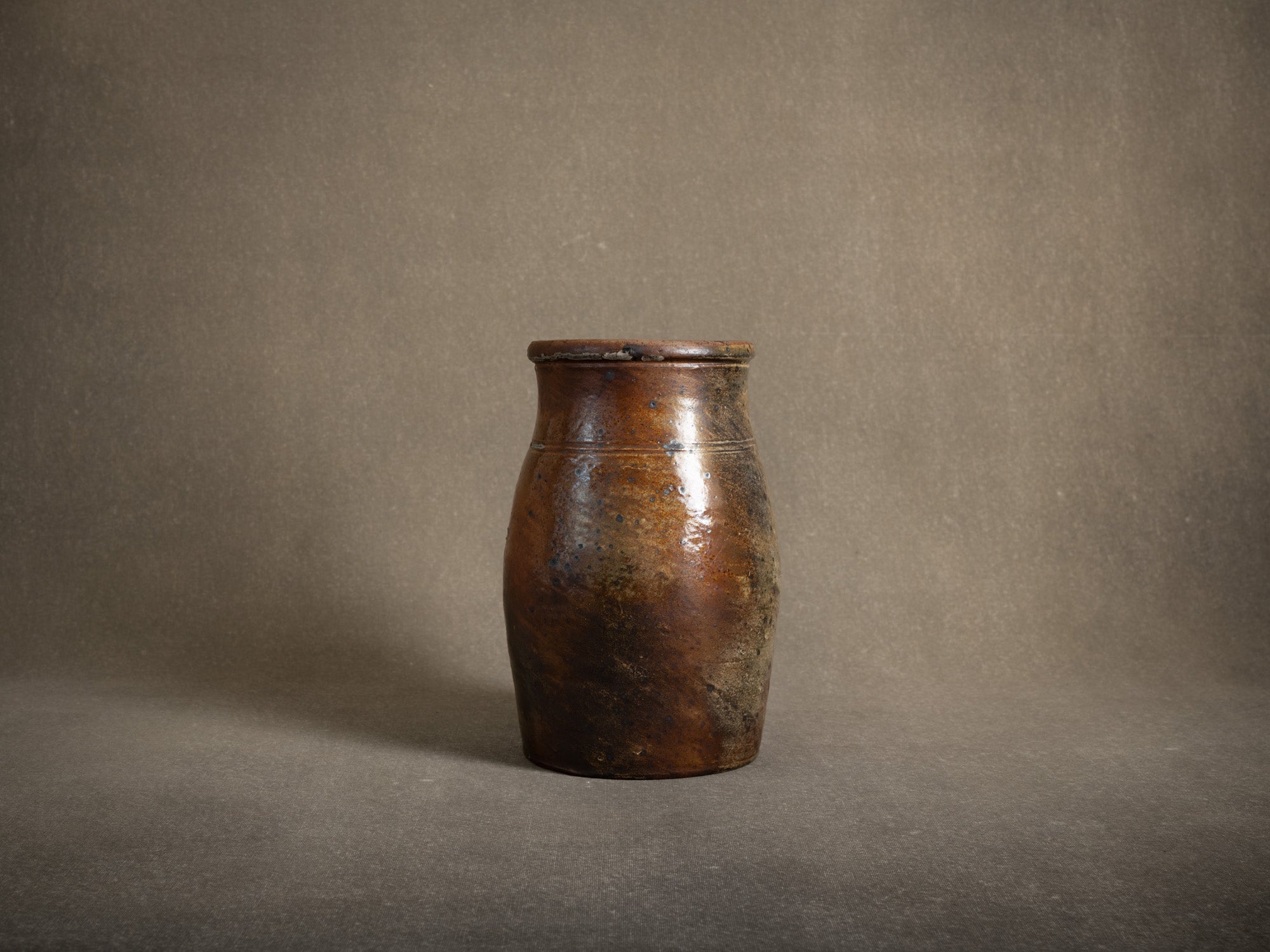 Pot à lait en grès de La Borne, France (XIXe siècle)..Large stoneware folk milk pot by anonymous La Borne potters, France (19th century)