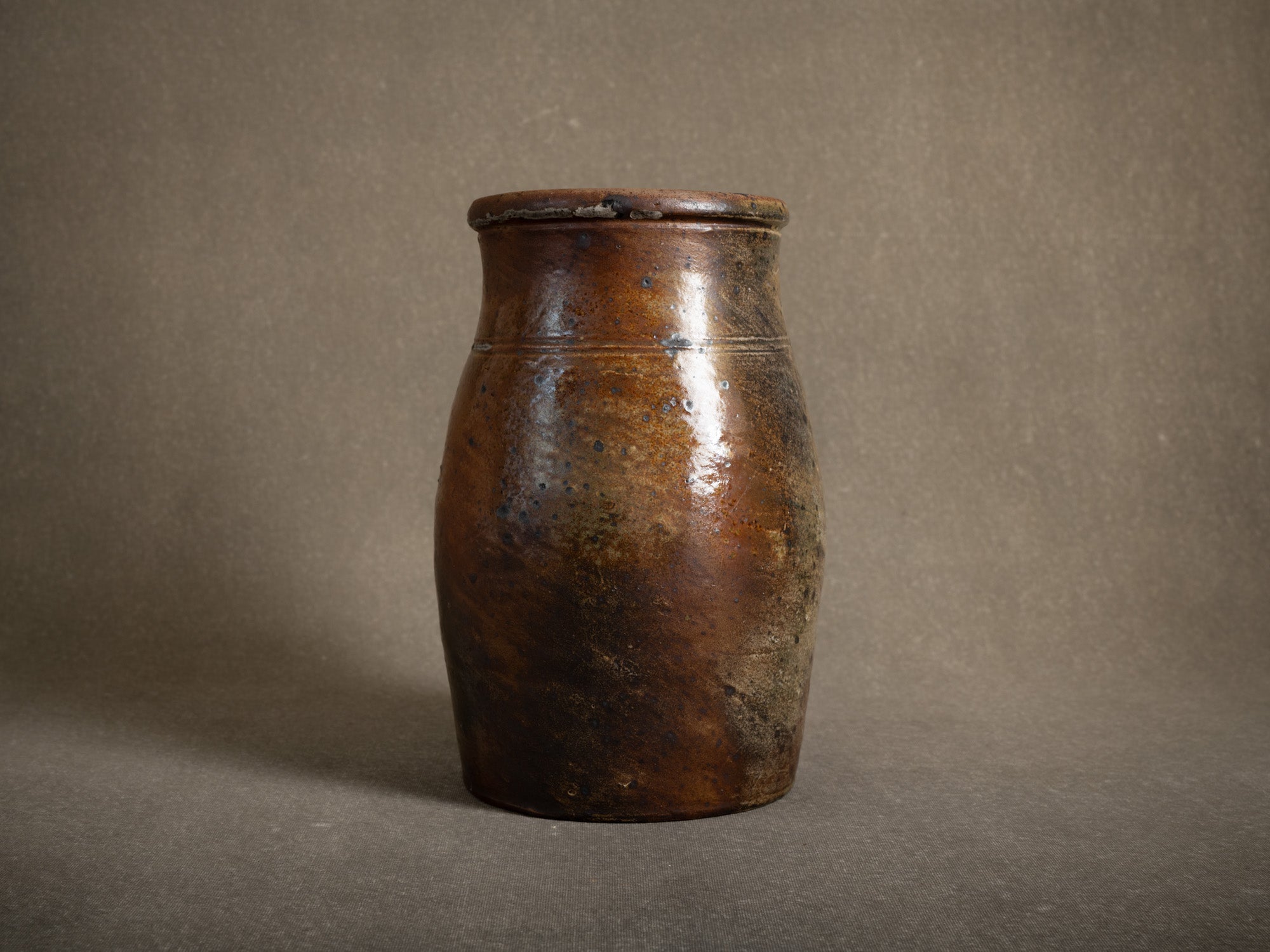 Pot à lait en grès de La Borne, France (XIXe siècle)..Large stoneware folk milk pot by anonymous La Borne potters, France (19th century)