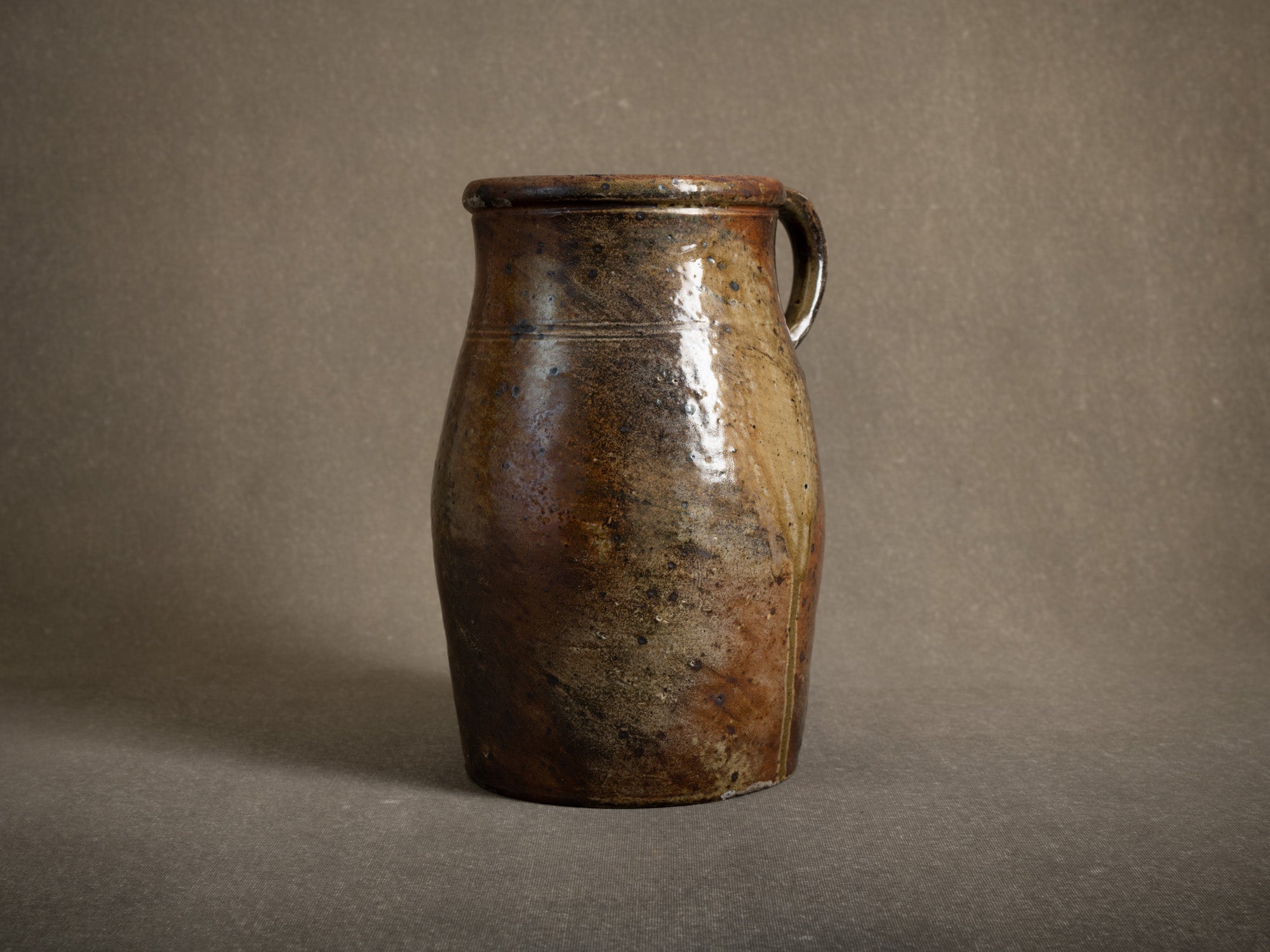 Pot à lait en grès de La Borne, France (XIXe siècle)..Large stoneware folk milk pot by anonymous La Borne potters, France (19th century)