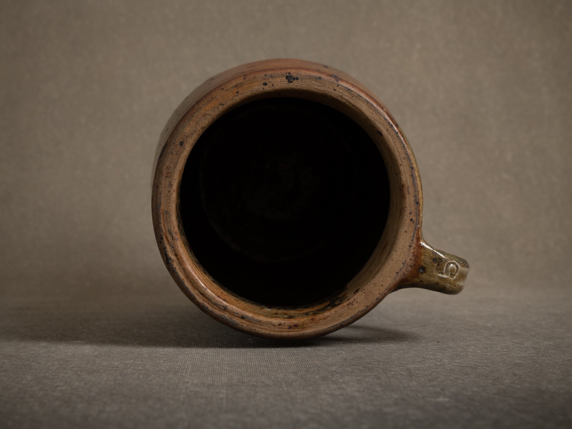 Pot à lait en grès de La Borne, France (XIXe siècle)..Large stoneware folk milk pot by anonymous La Borne potters, France (19th century)
