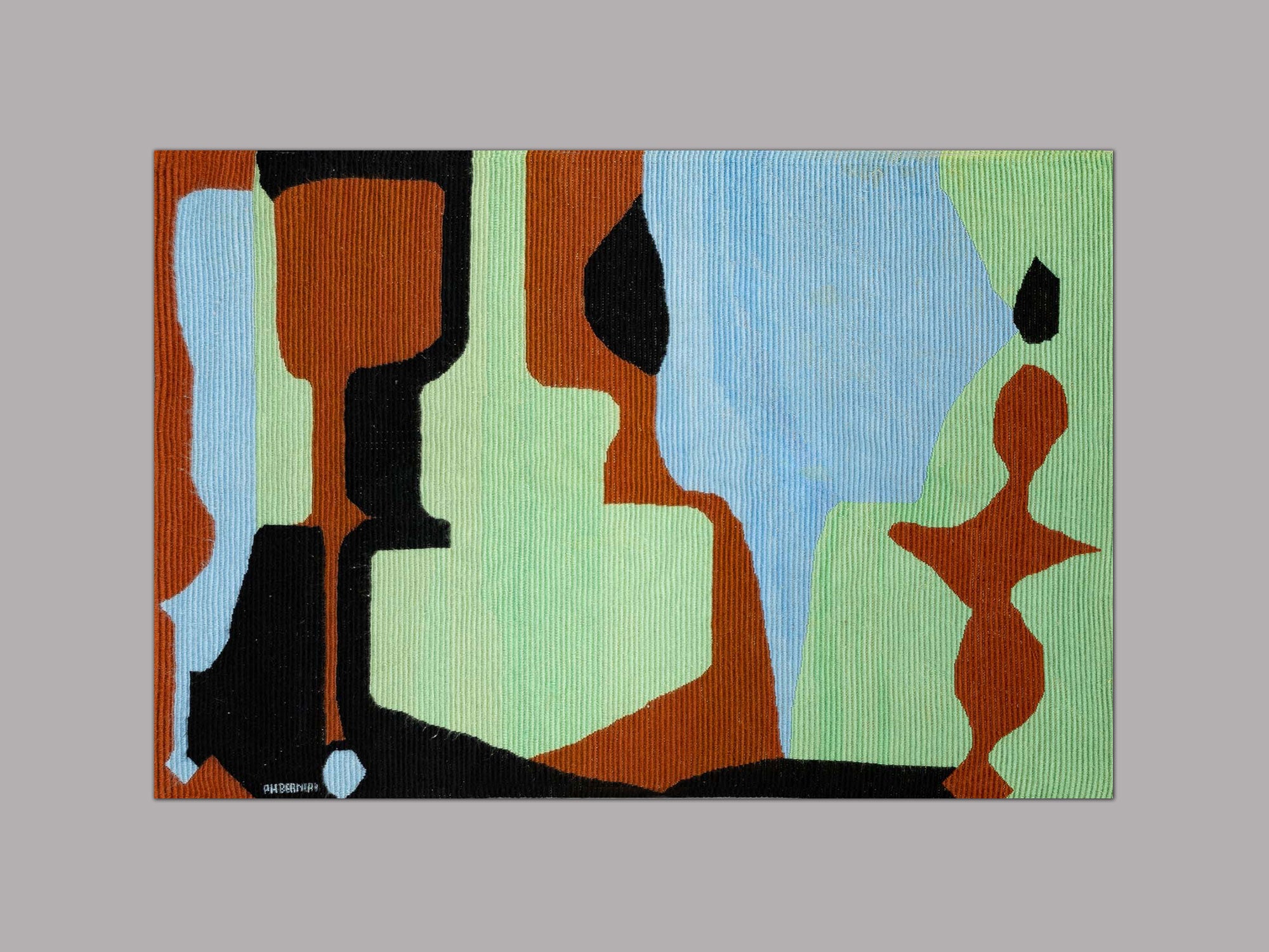 Tapisserie murale puriste par Philippe Bernard, France (vers 1955)..Purist wall tapestry by Philippe Bernard, France (circa 1955)
