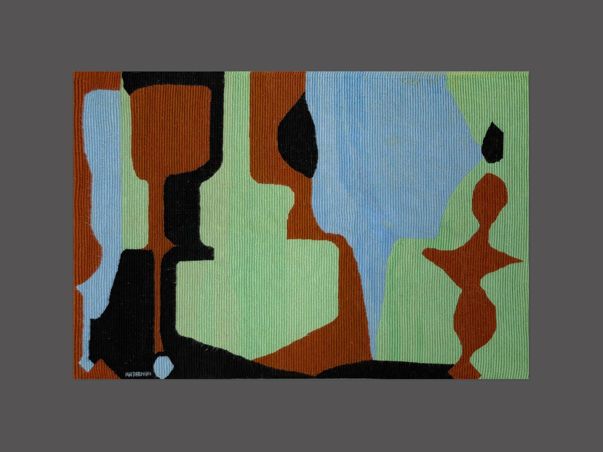 Tapisserie murale puriste par Philippe Bernard, France (vers 1955)..Purist wall tapestry by Philippe Bernard, France (circa 1955)