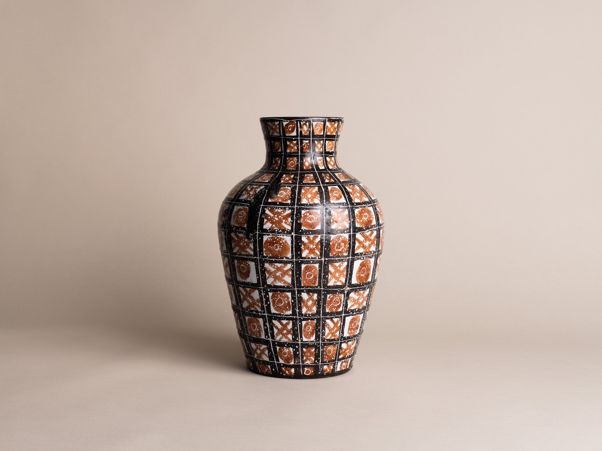 Rare grand vase de Robert Picault, France (vers 1948)..Large striped vase by Robert Picault, France (circa 1948)