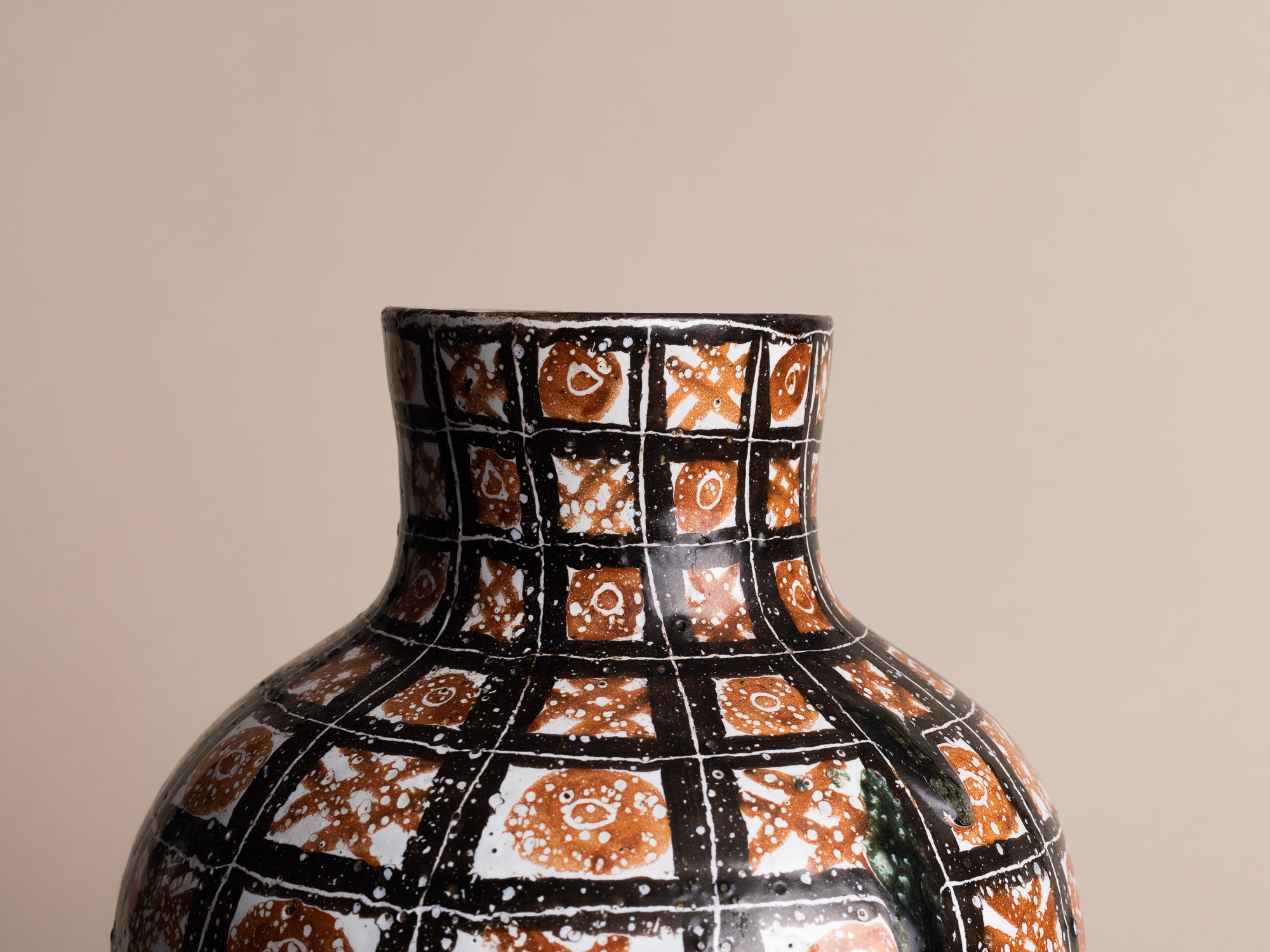 Rare grand vase de Robert Picault, France (vers 1948)..Large striped vase by Robert Picault, France (circa 1948)