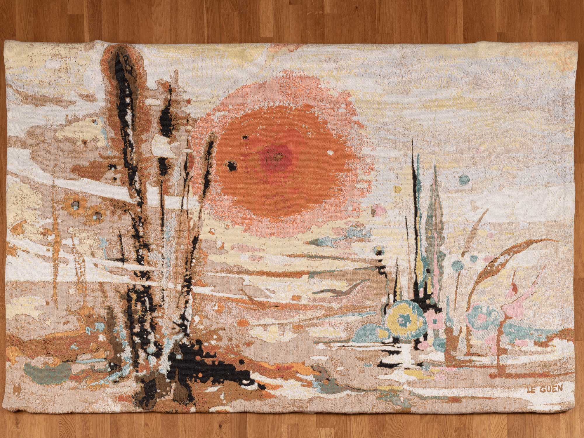 Tapisserie "Soleil d'or" de Thérèse Le Guen pour Robert Four, France (vers 1965)..Wall tapestry "soleil d'or" by Thérèse Le Guen for Robert Four, France (circa 1965)