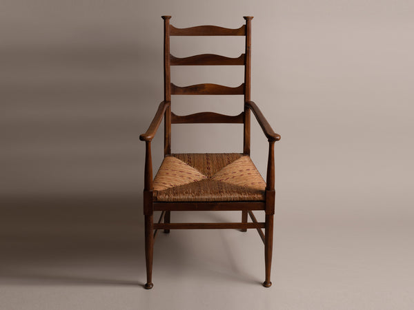 Fauteuil Arts & Crafts E.G. Punnett pour William Birch, Angleterre (vers 1890)..E.G. Punnett Arts & Crafts Armchair for William Birch, England (circa 1890)