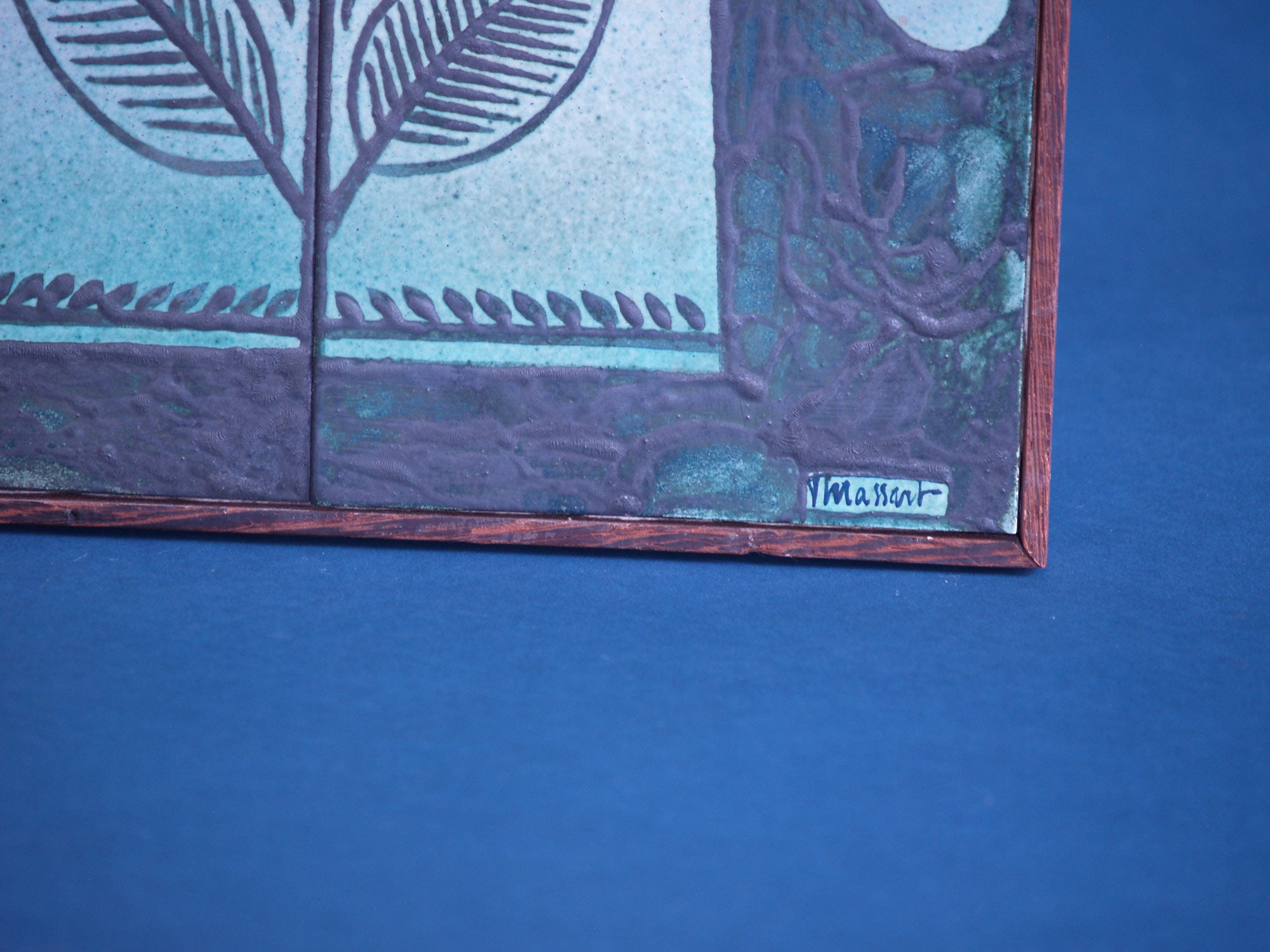 "Flore", exceptionnel tableau céramique de Fernande Massart pour la Maîtrise de Nimy, Belgique (vers 1948).."Flora", exceptional ceramic Panel by Fernande Massart for La Maîtrise de Nimy, Belgium (circa 1948)