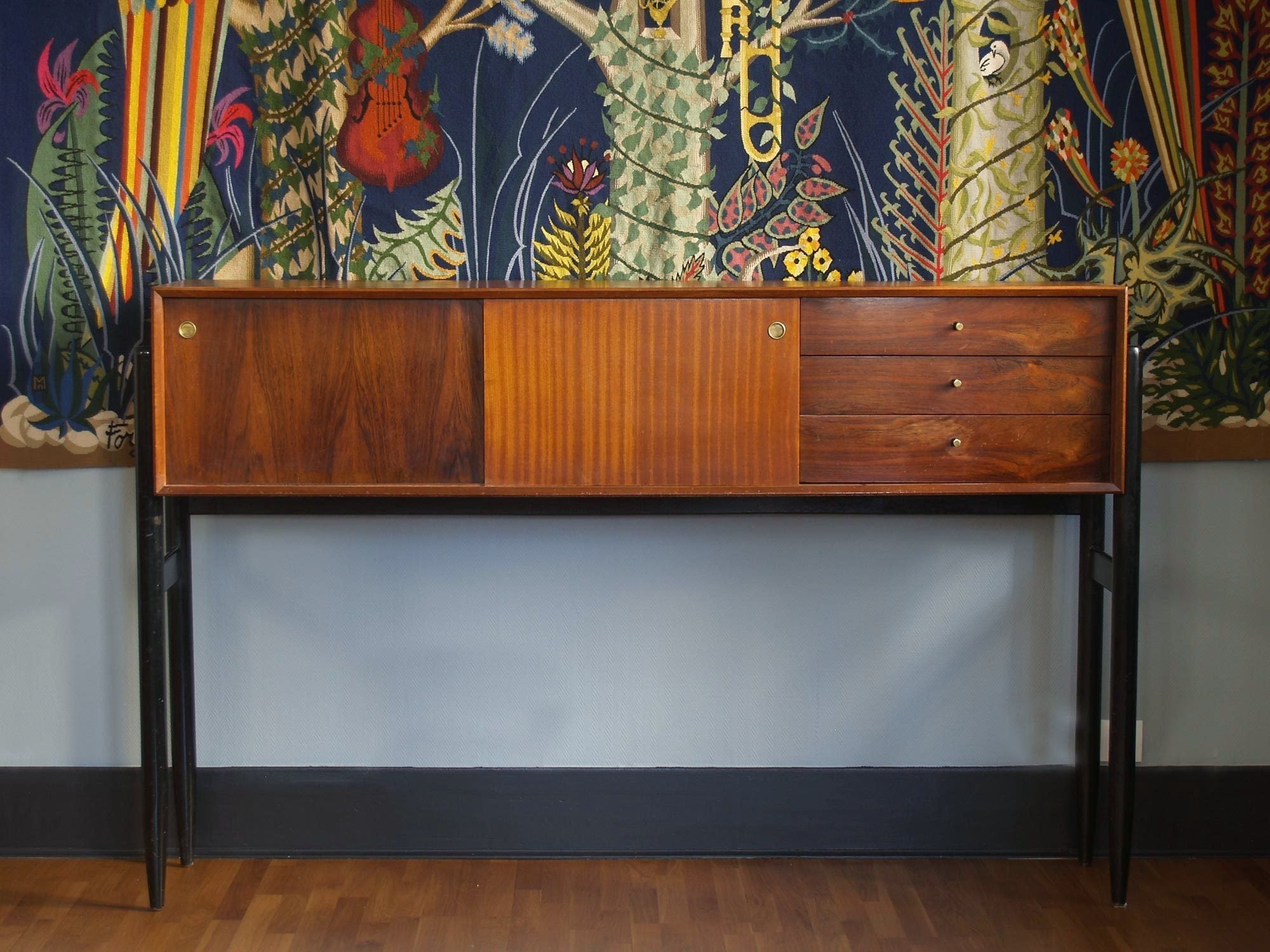 Rare unité multifonction, enfilade & salle‑à‑manger par Arthur Edwards pour White & Newton Ltd, Royaume‑Uni (vers 1958)..Rare Unit combo, Sideboard & Dining Room set by Arthur Edwards for White & Newton Ltd, United Kingdom (ca. 1958)